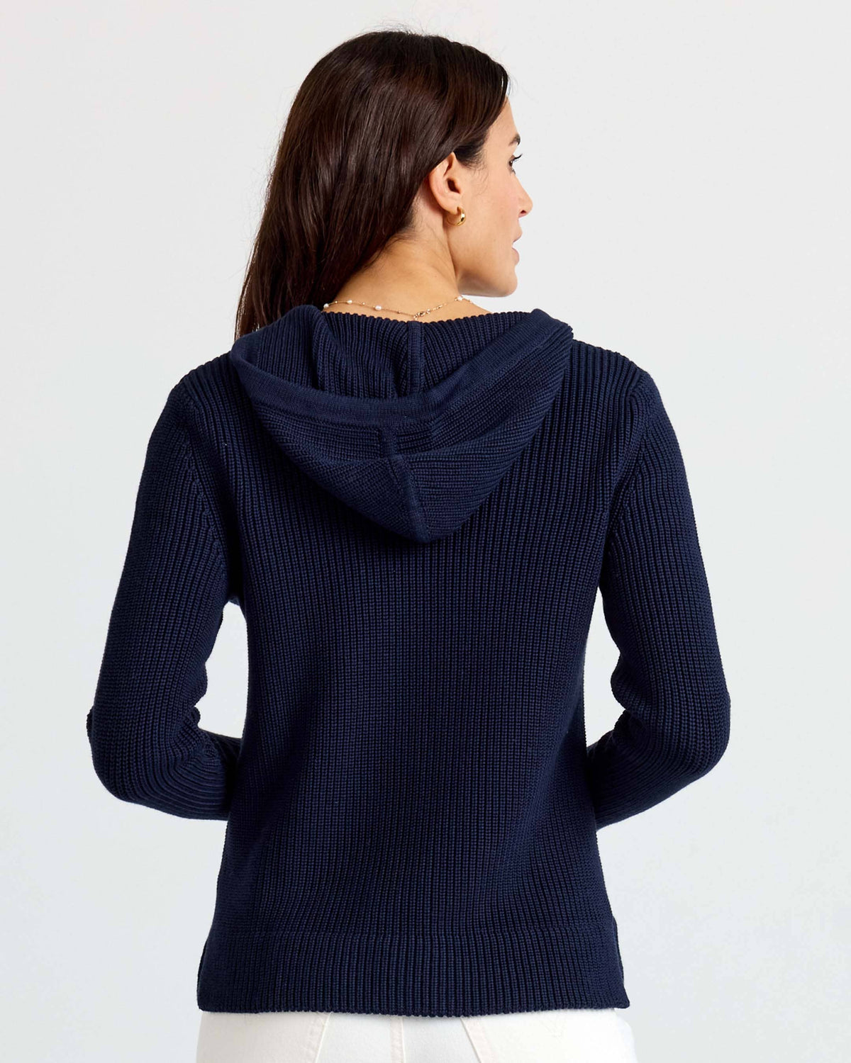 Cotton Fisherman Hoodie - Navy