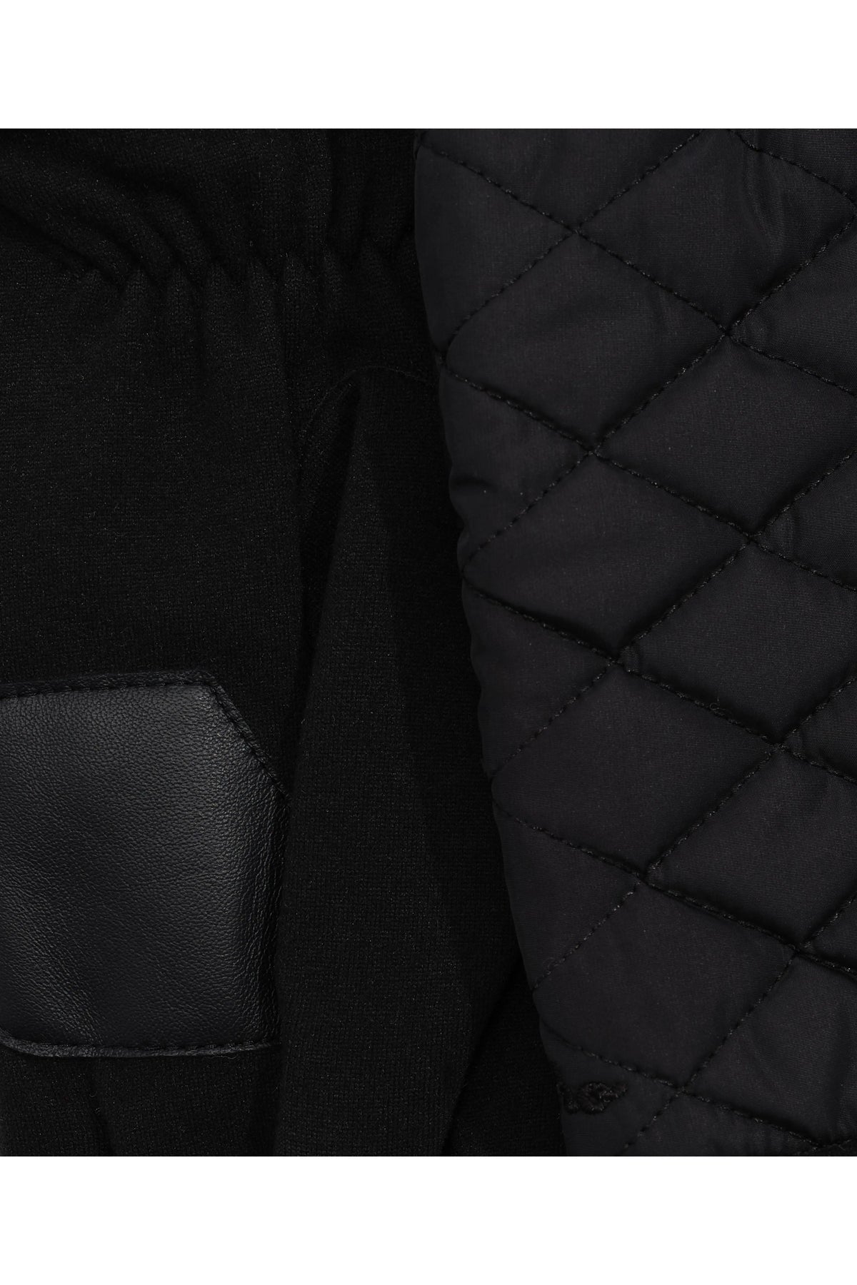 Layered Top Quilted Gloves - Black