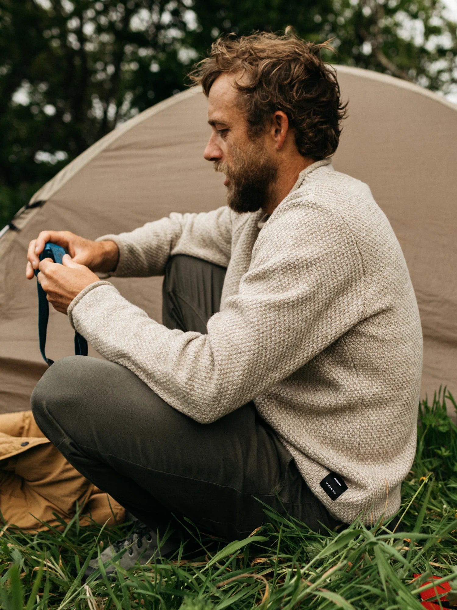 Men's Finisterre Barents Sweater - Oatmeal