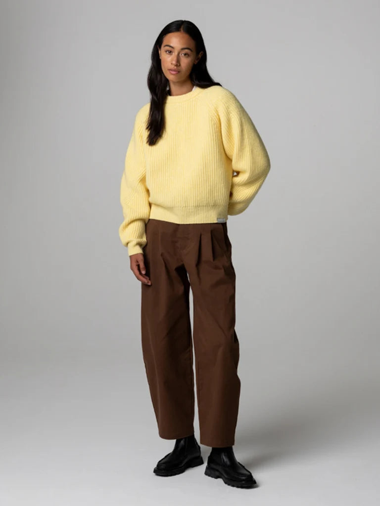 Women's Amy Powney + Finisterre Fisherman Rib Crew Neck Sweater - Butter Yellow