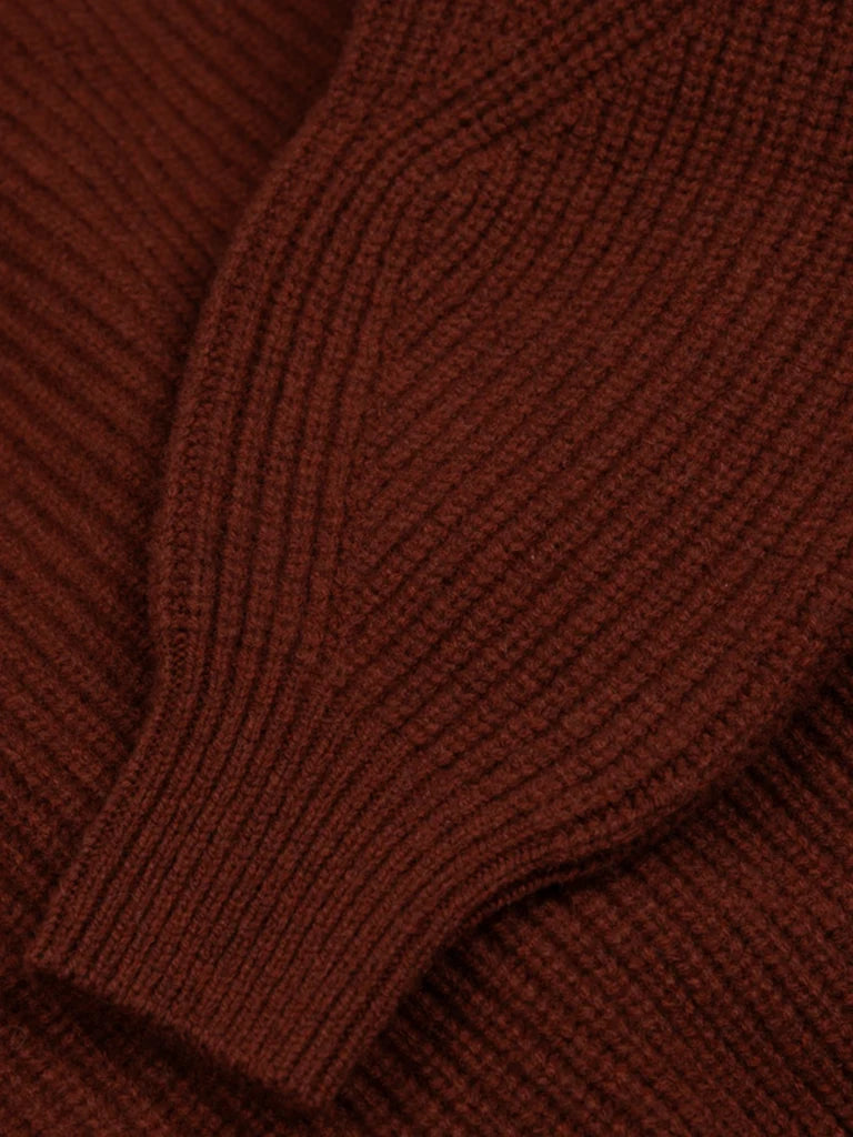 Women's Amy Powney + Finisterre Fisherman Rib Crew Neck Sweater - Cherrywood