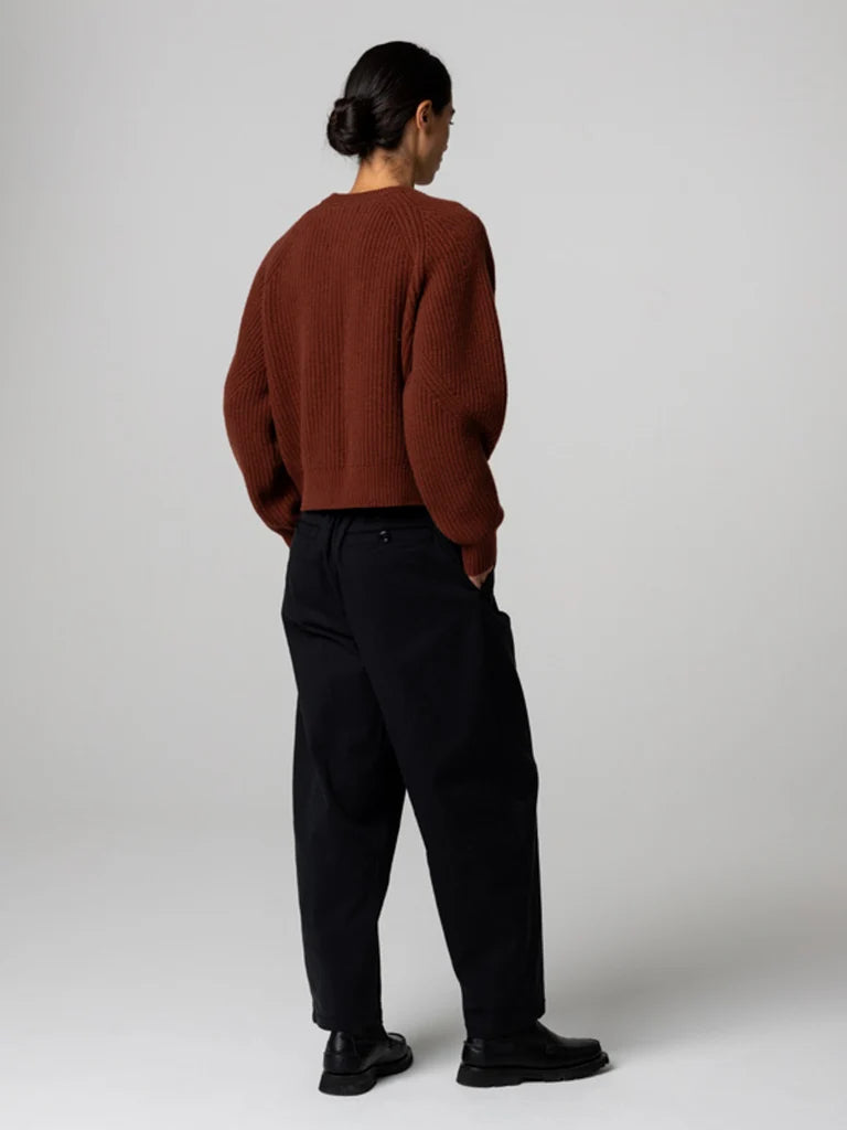 Women's Amy Powney + Finisterre Fisherman Rib Crew Neck Sweater - Cherrywood