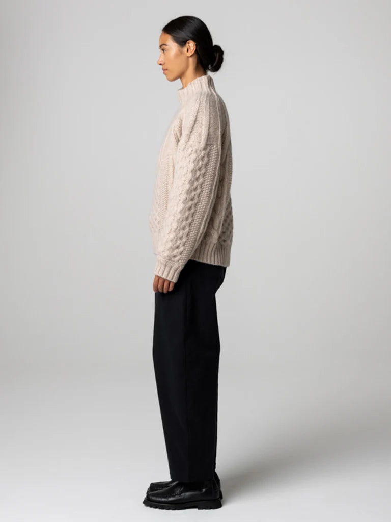 Amy Powney + Finisterre Women's Aran Knit Sweater - Oatmeal