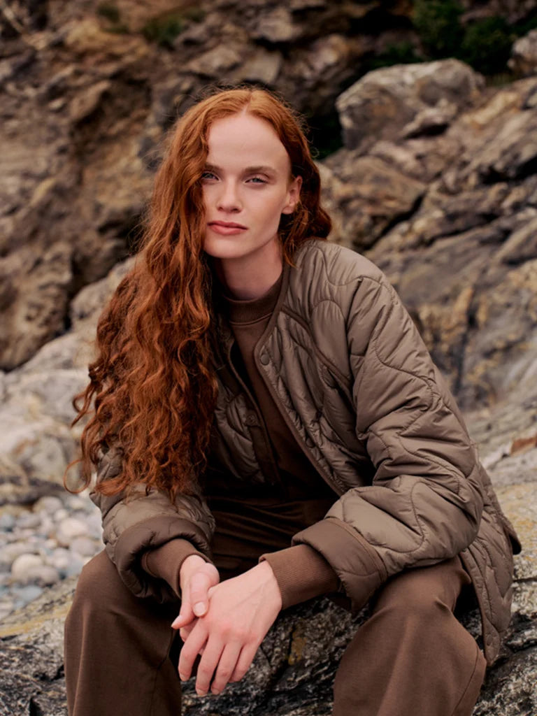 Amy Powney + Finisterre Oversized Quilted Jacket - Mocha