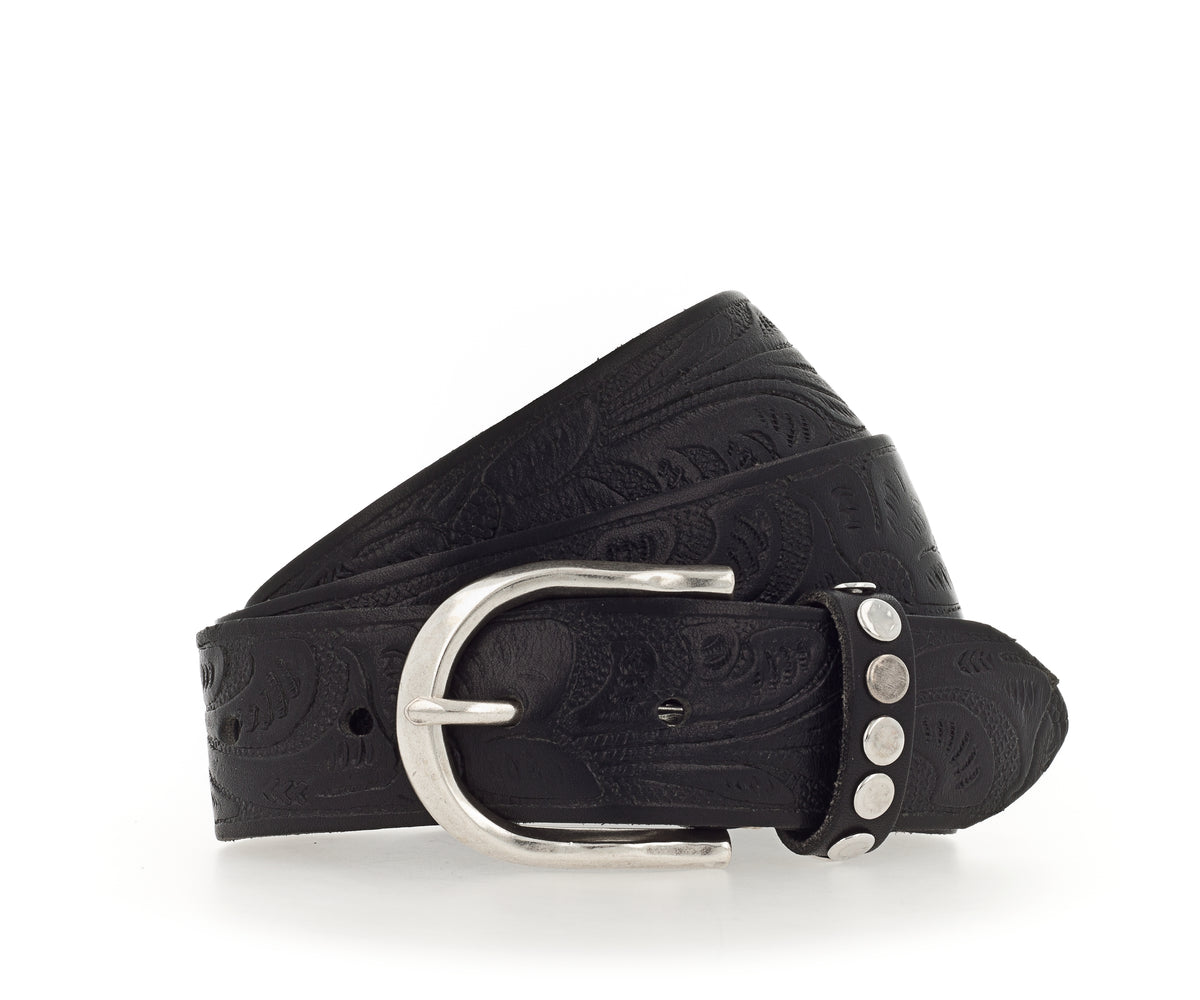 Wakanda 35mm Embossed Studded Belt - Black