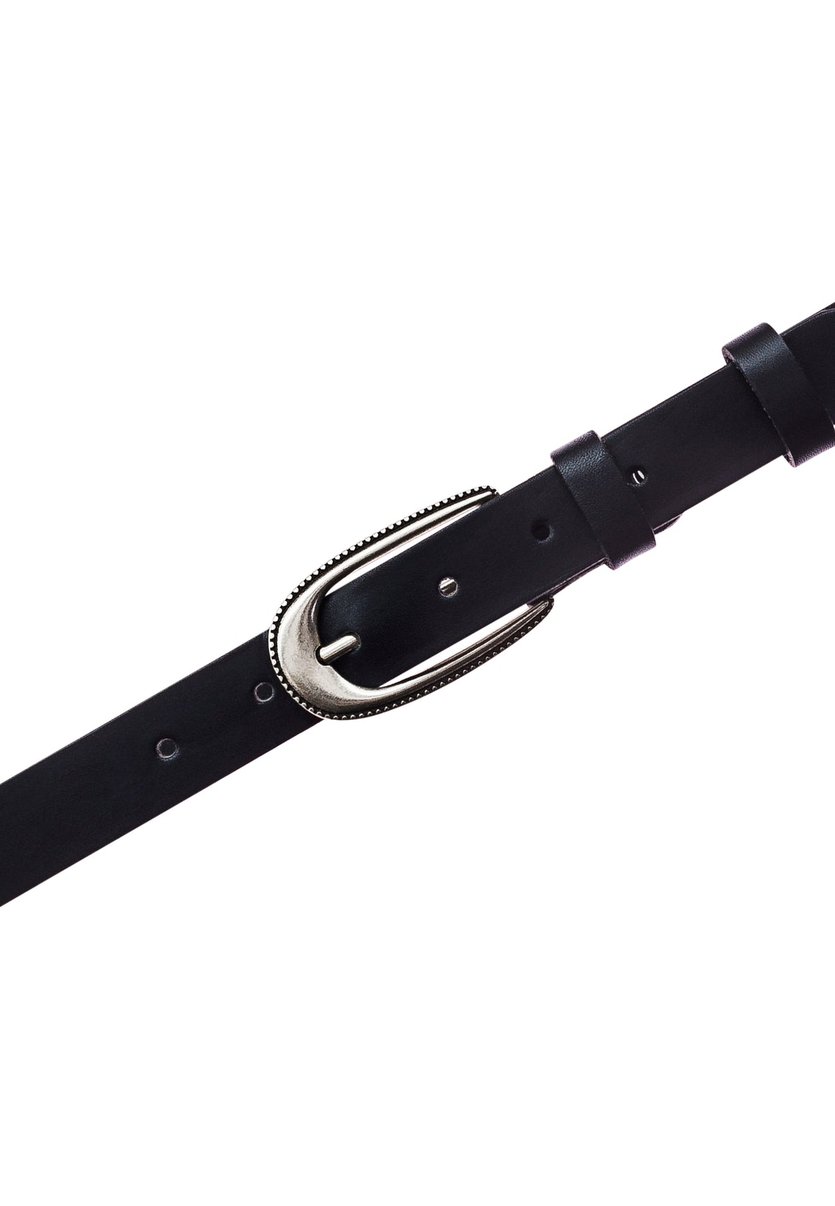 Romina 25 mm Leather Belt - Black with Silver