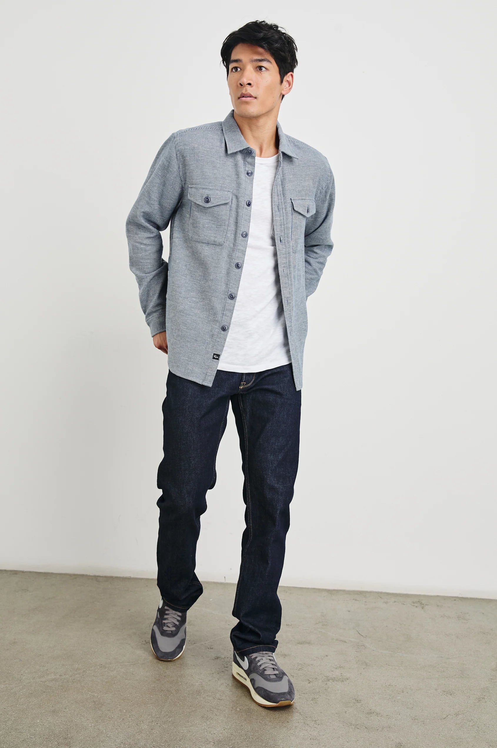 Burr Shirt Jacket - Denim White