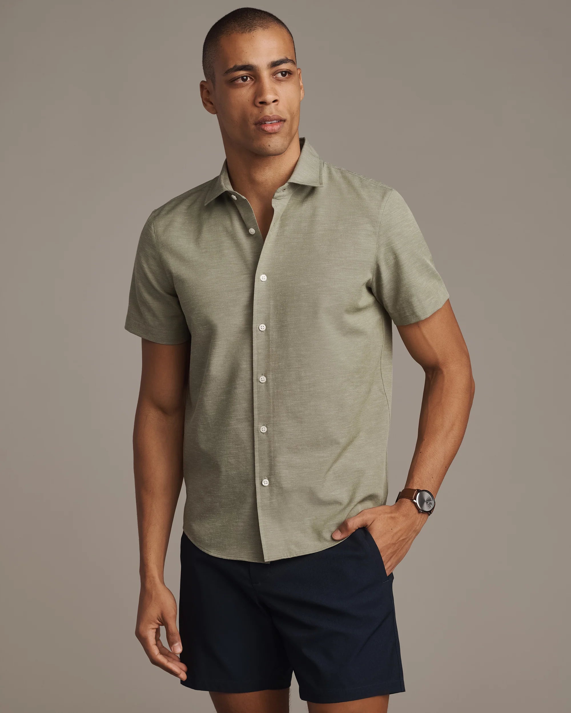 Brezza Linen-Blend Short Sleeve Shirt