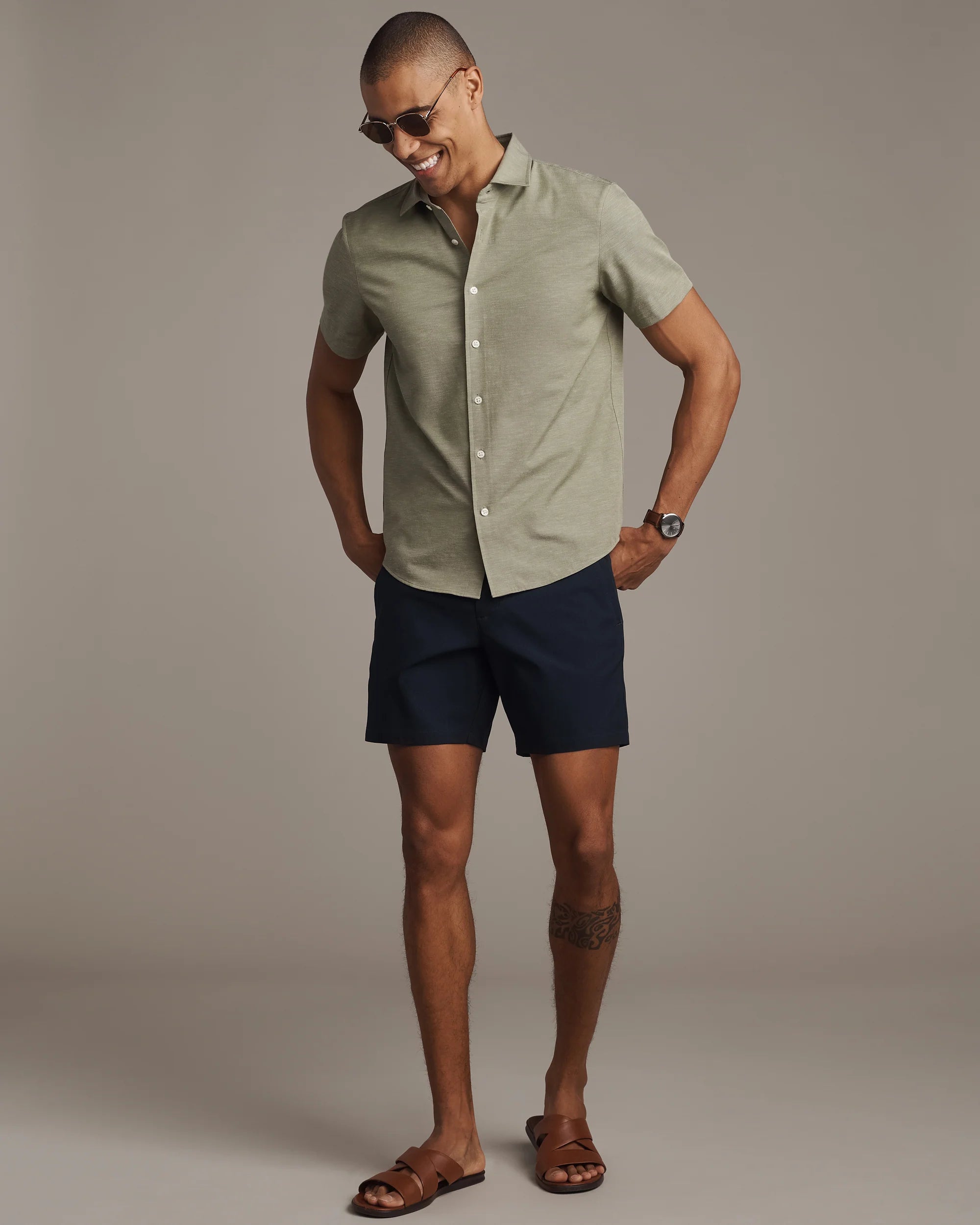 Brezza Linen-Blend Short Sleeve Shirt