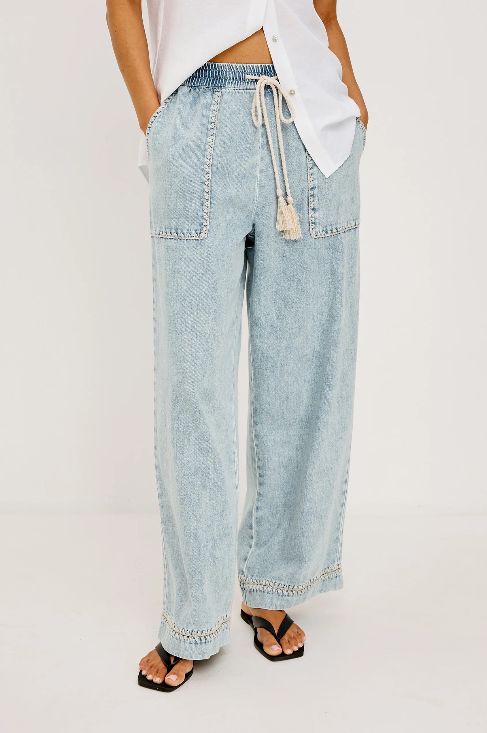 Campo Pant - Bleached Indigo Blanket Stitch