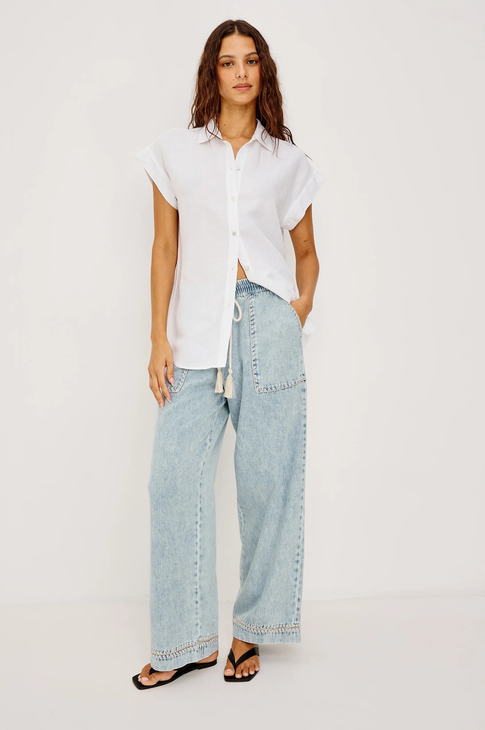 Campo Pant - Bleached Indigo Blanket Stitch