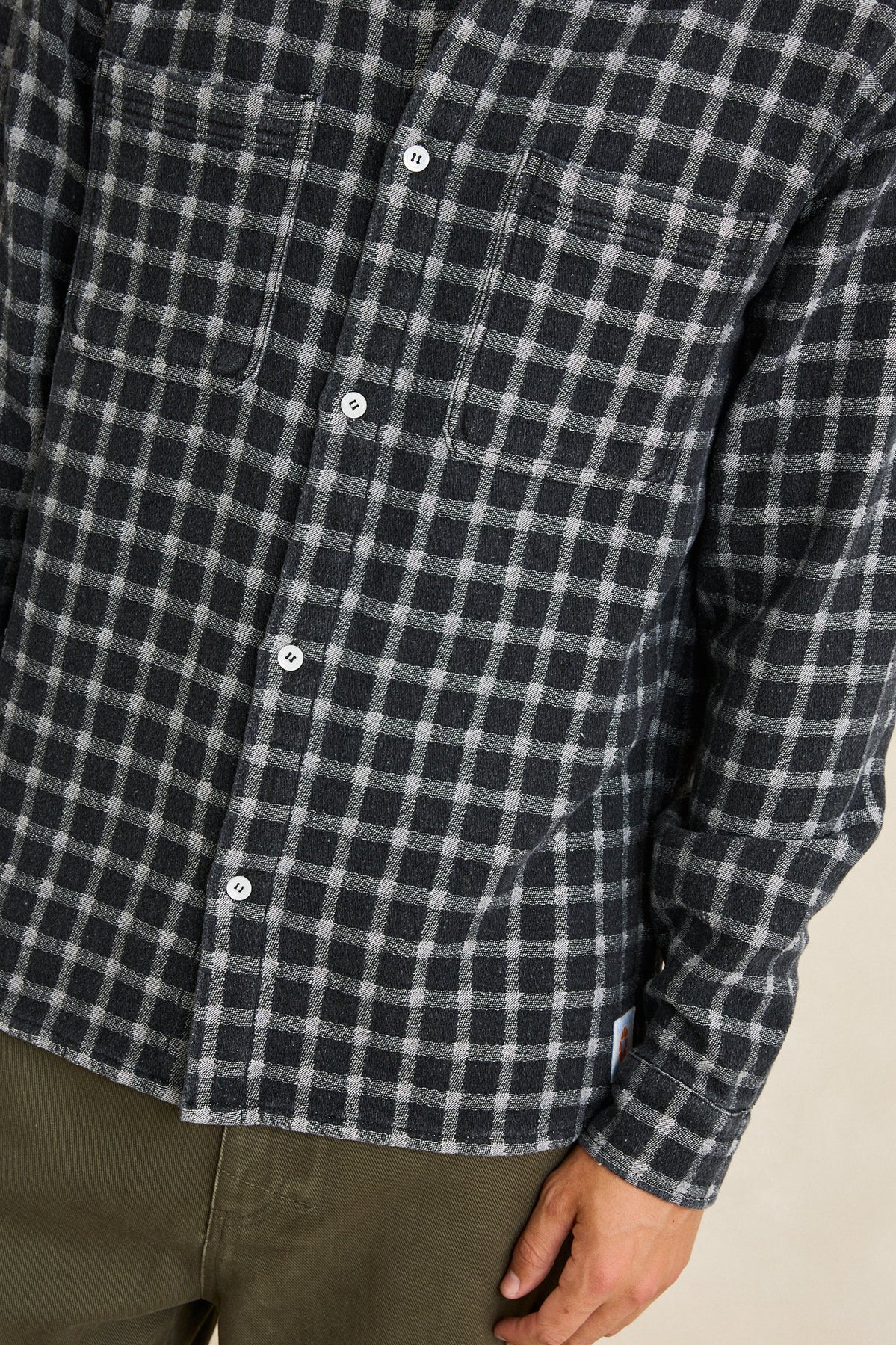 Jacquard Check Long Sleeve Shirt - Charcoal