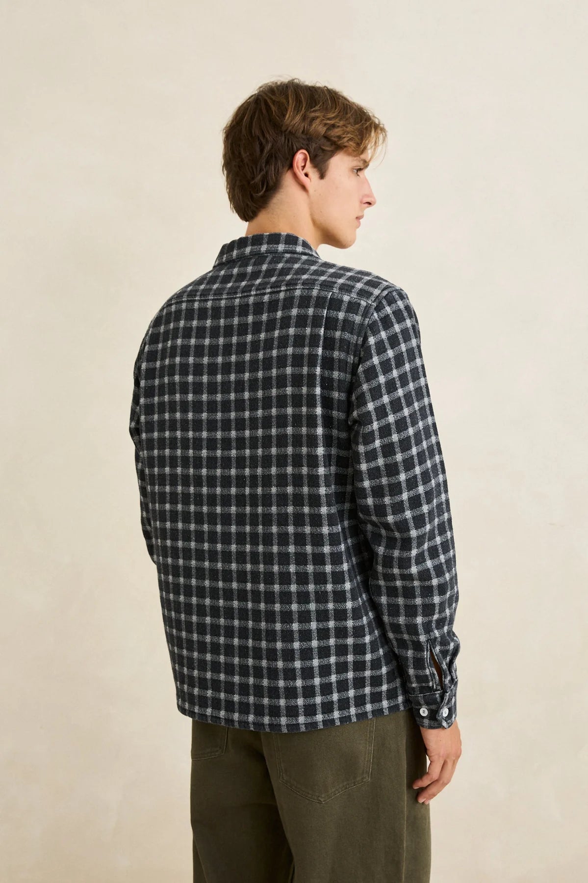 Jacquard Check Long Sleeve Shirt - Charcoal