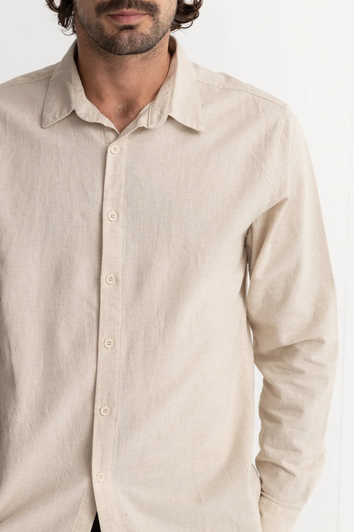 Classic Linen Long Sleeve Shirt - Sand
