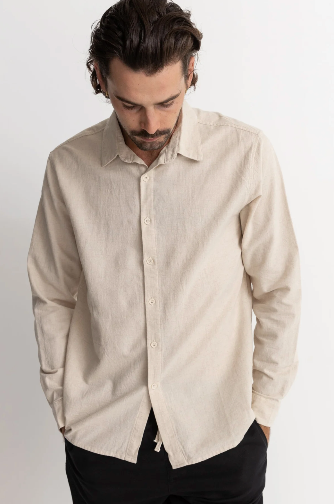 Classic Linen Long Sleeve Shirt - Sand