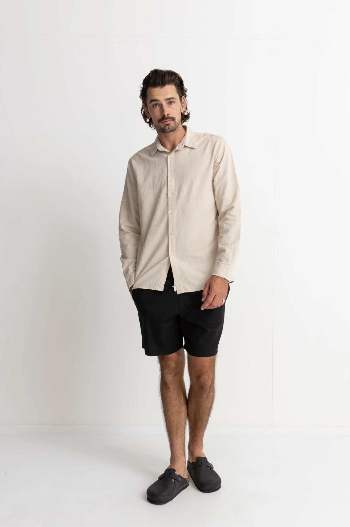 Classic Linen Long Sleeve Shirt - Sand