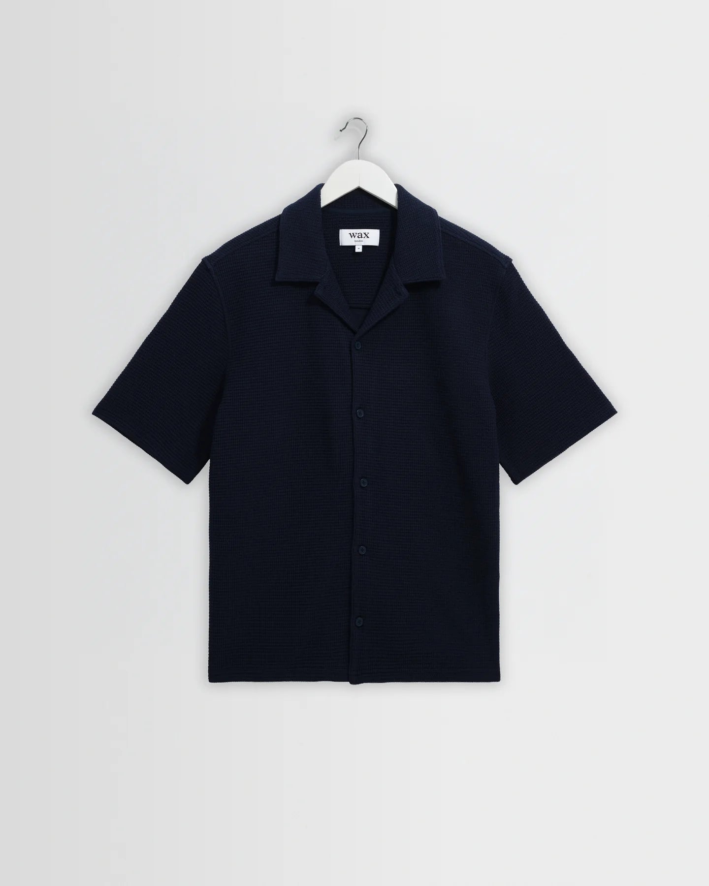 Clayland - Navy Textured Waffle Short-Sleeve Shirt