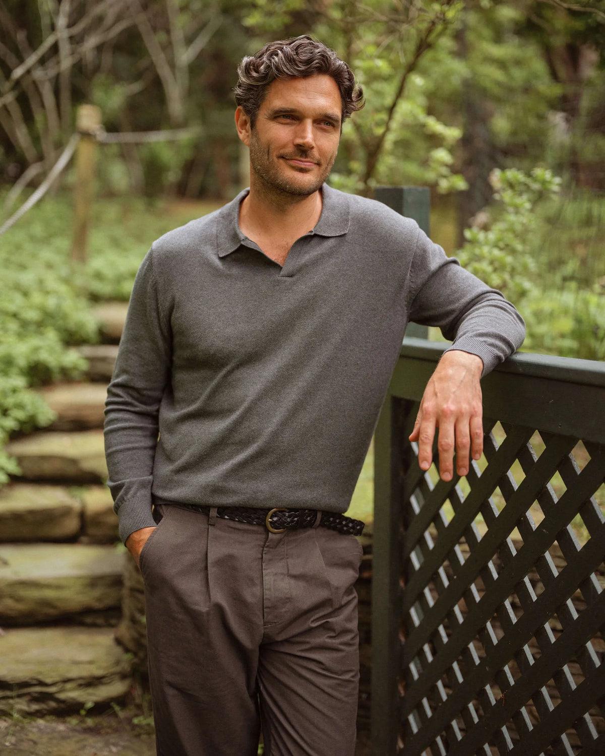 Long Sleeve Lolo Sweater Polo - Charcoal