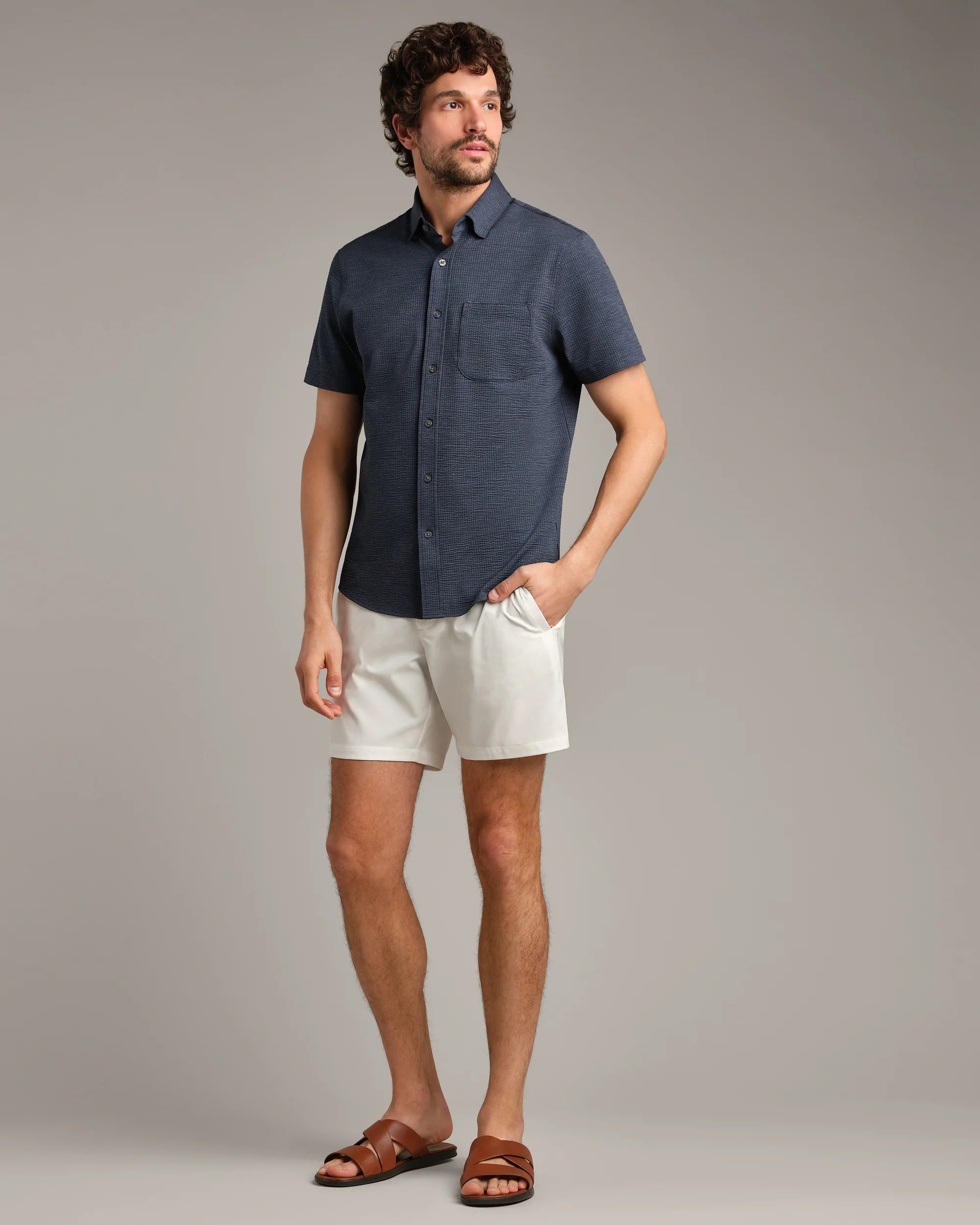 Commuter® Seersucker Short Sleeve Button Down