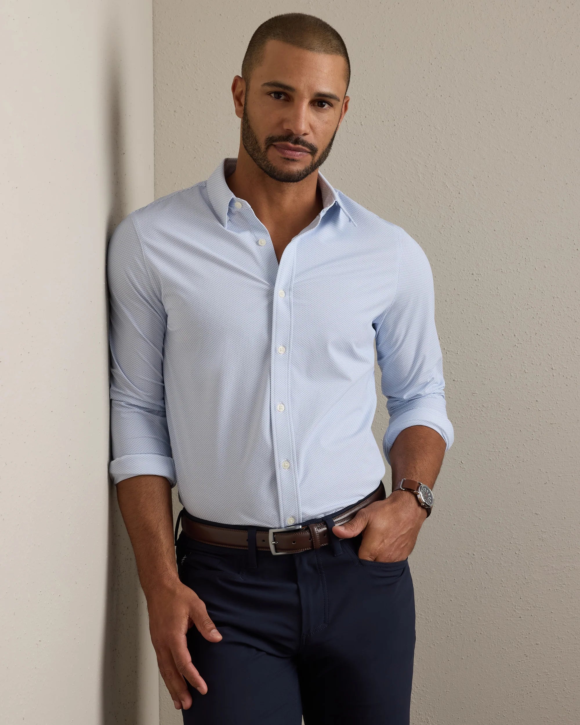 Commuter® Shirt - Slim - Light Blue Wave Geo