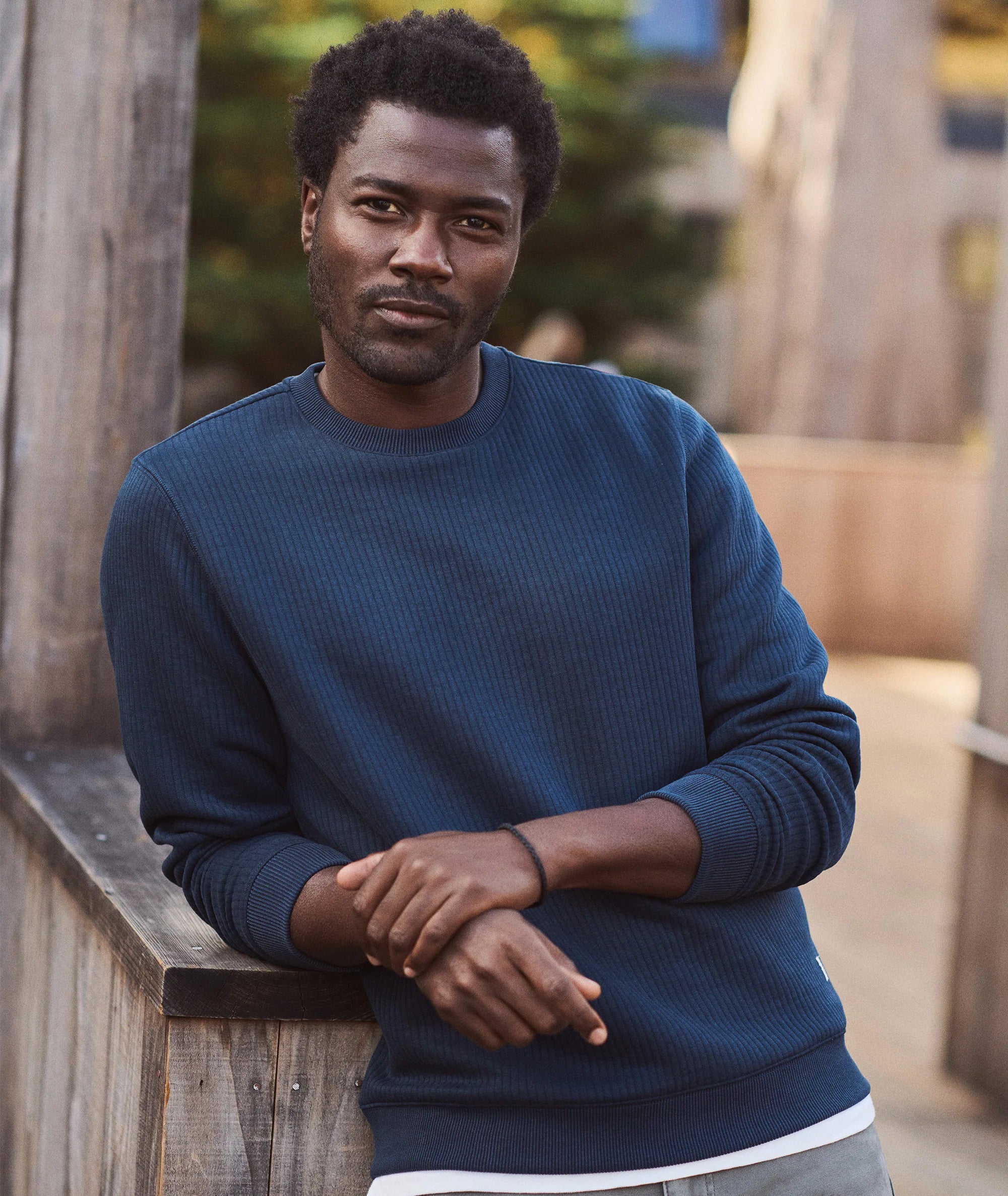 Corbet Quilted Crewneck - Navy