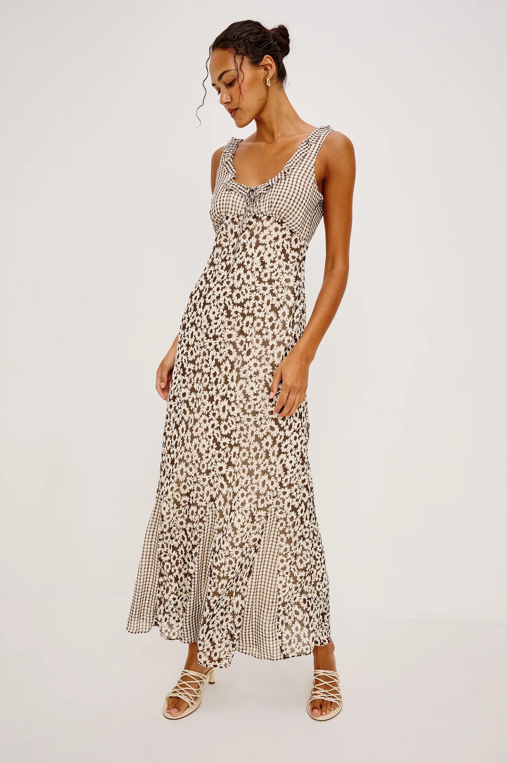 Dahlia Dress - Espresso Daisy Gingham
