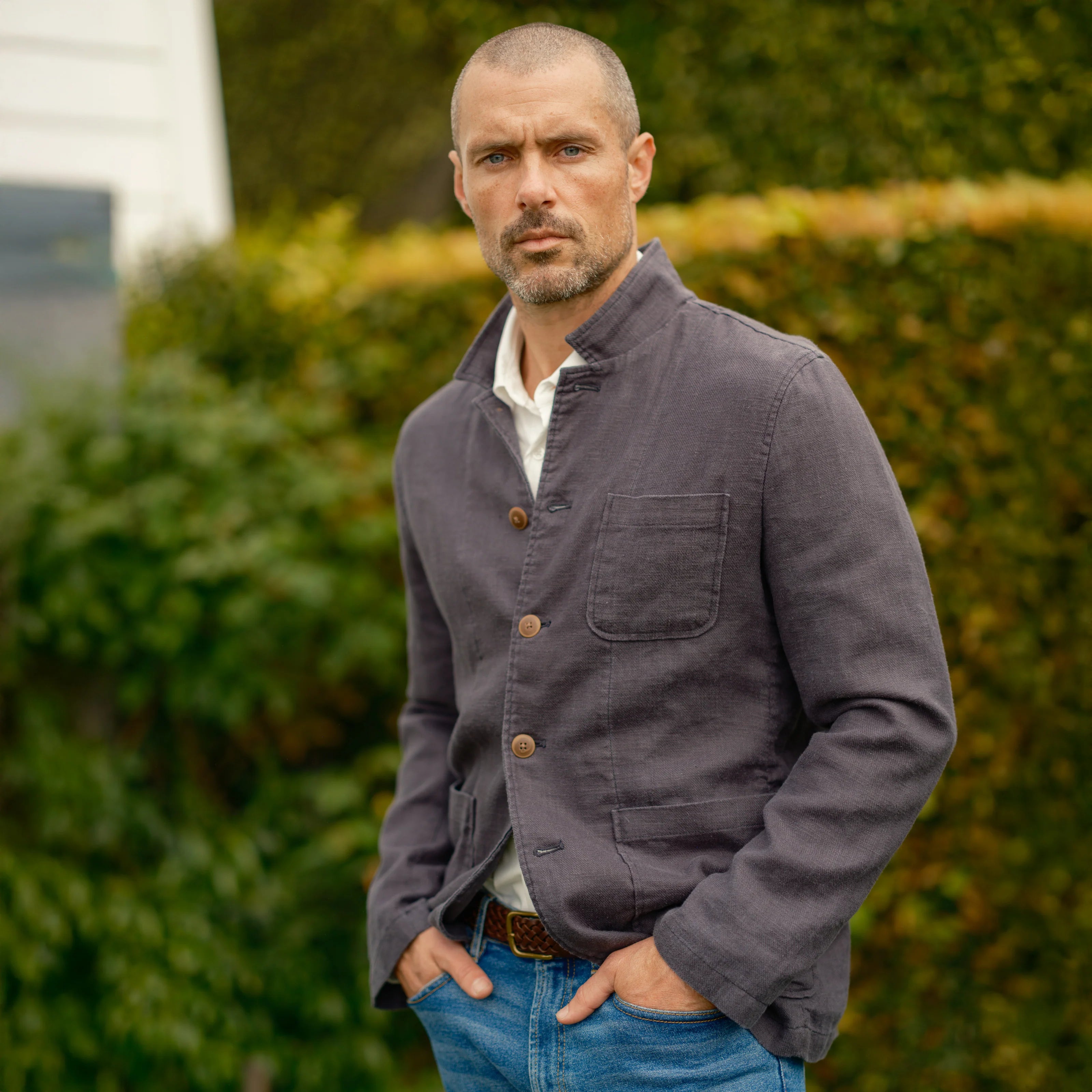 Nelson Ramie Stand Up Collar Jacket