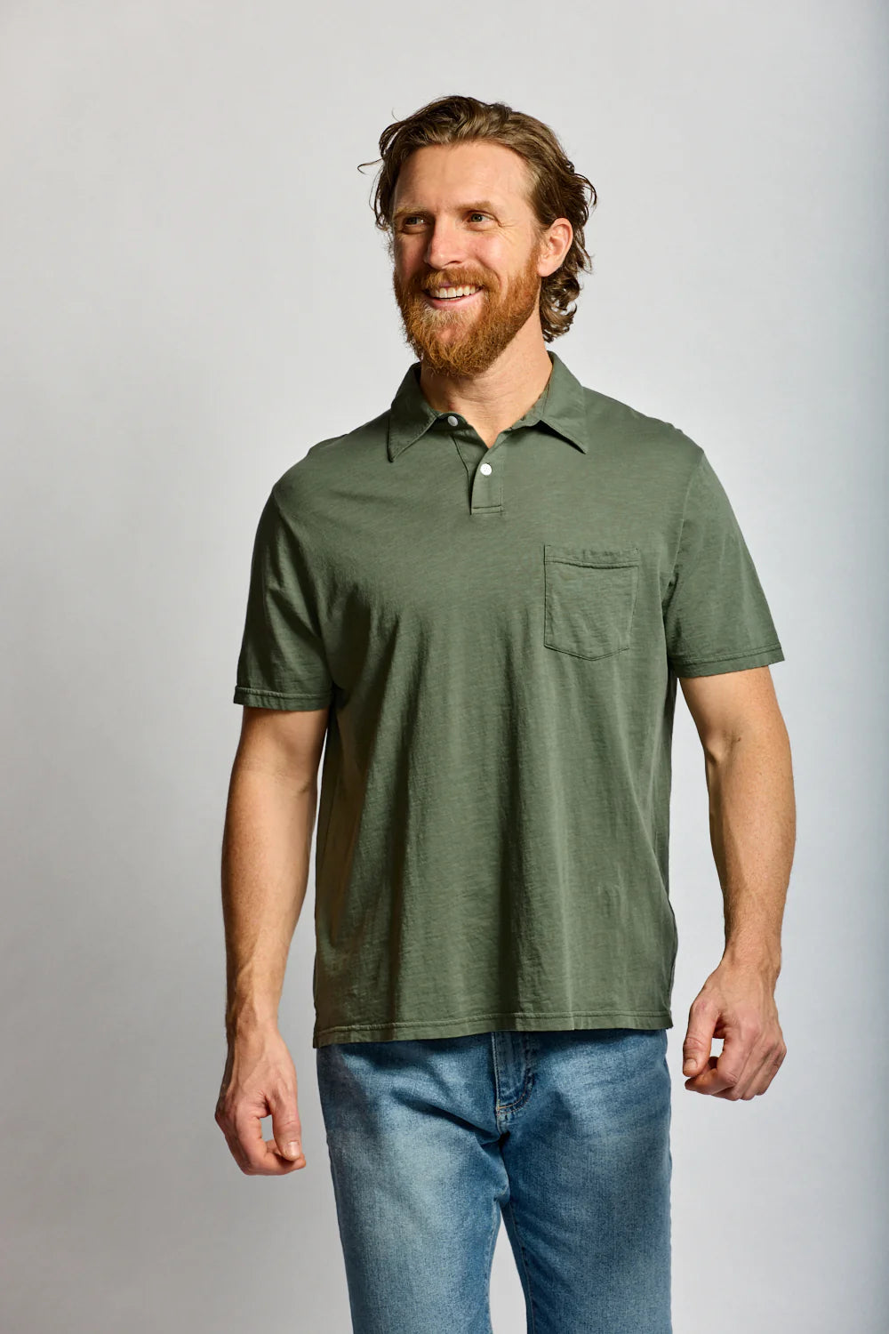 Slub Cotton Polo - Thyme