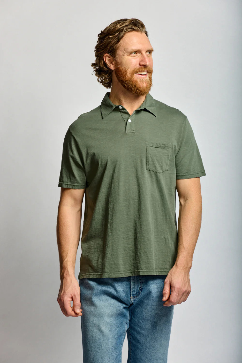 Slub Cotton Polo - Thyme