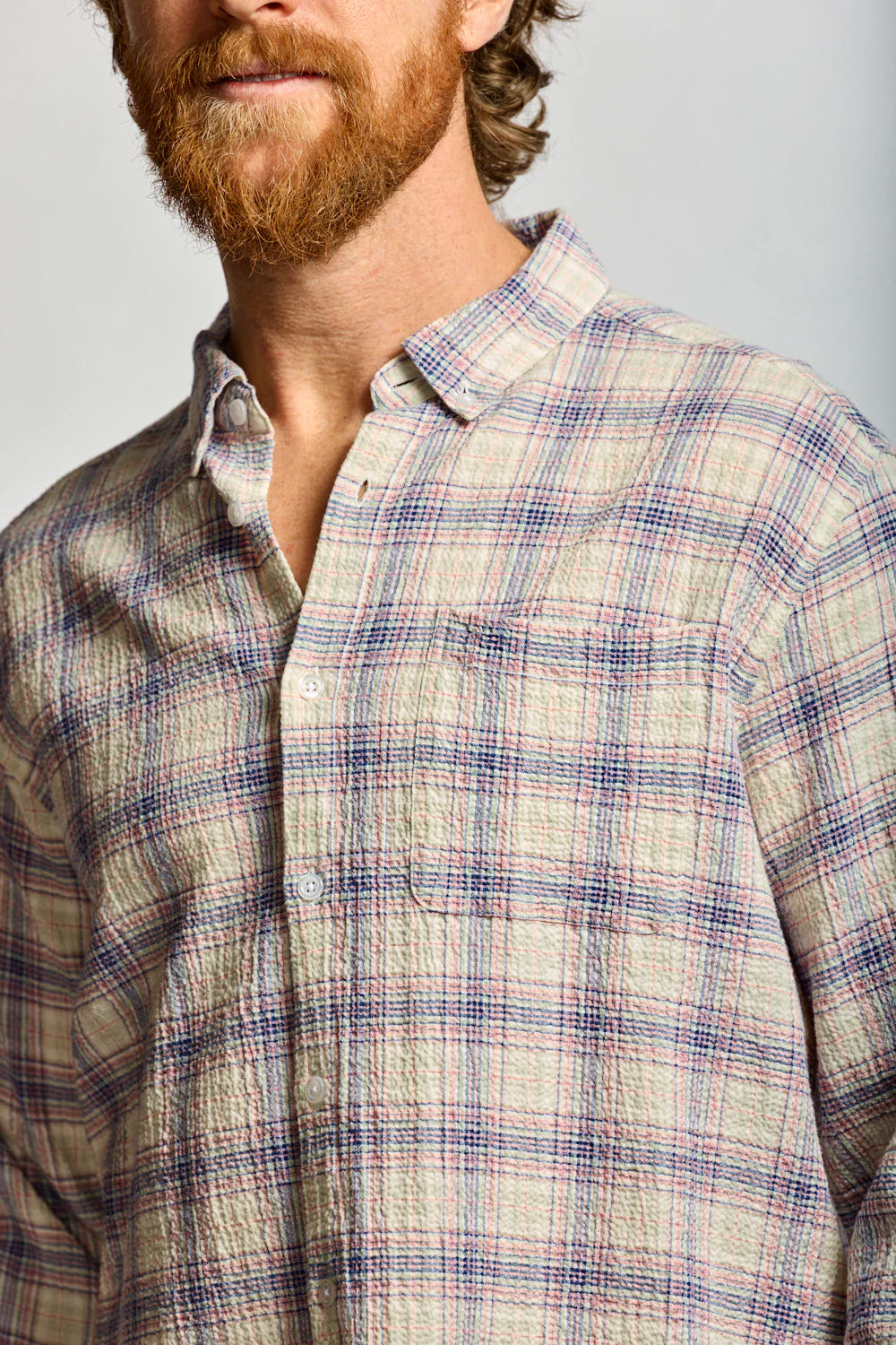 Crinkle Plaid Button Down - Carousel