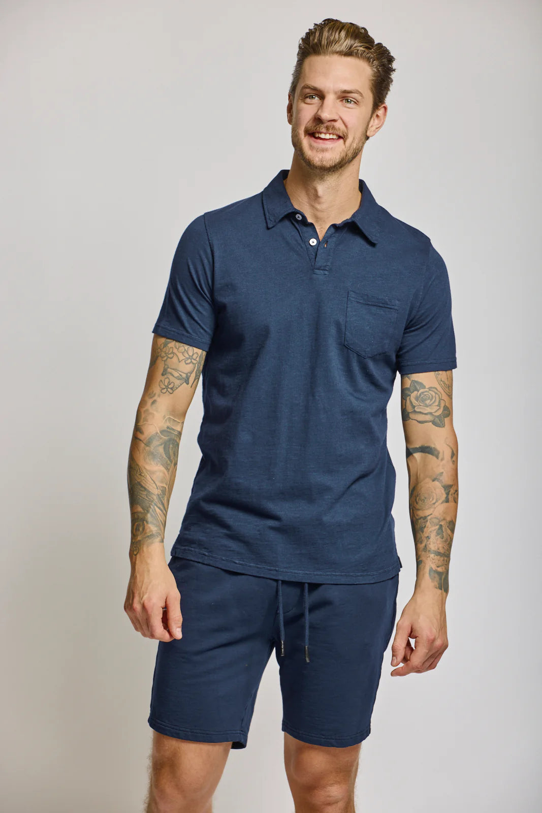 Slub Cotton Polo - Navy