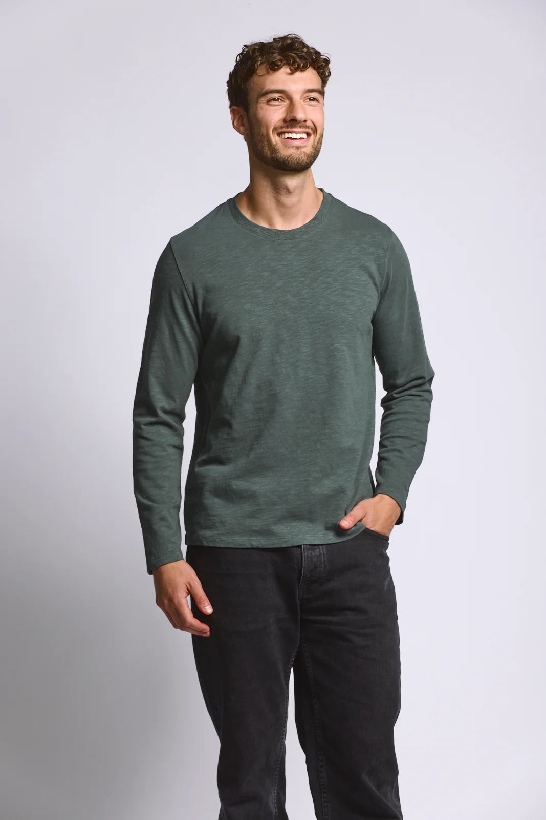 Long Sleeve Slub Cotton T-Shirt - Shadow