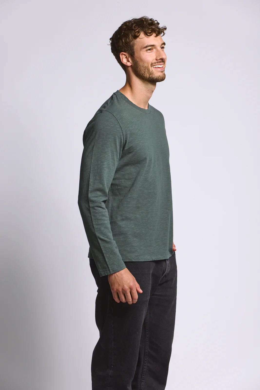 Long Sleeve Slub Cotton T-Shirt - Shadow
