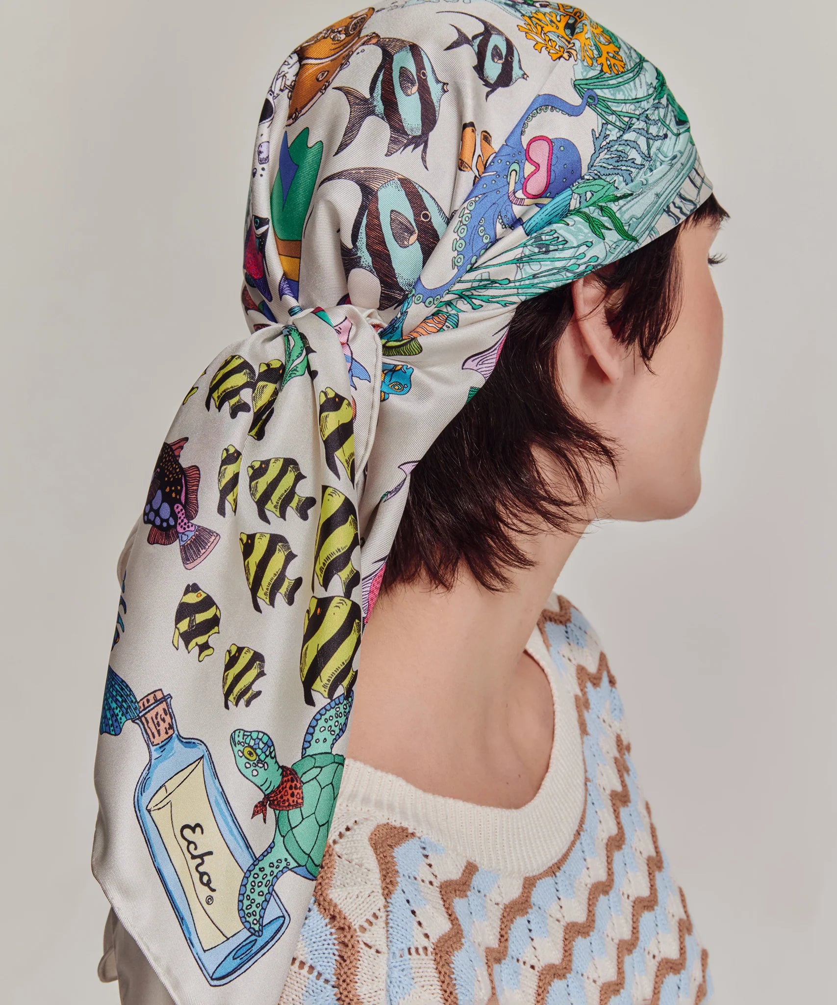 Lost At Sea 35" Silk Square Scarf - Multi
