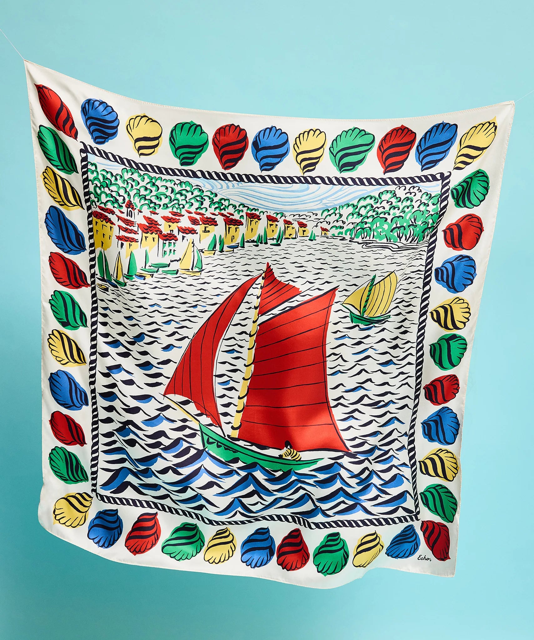 Sail Away 35" Silk Square Scarf - Multi