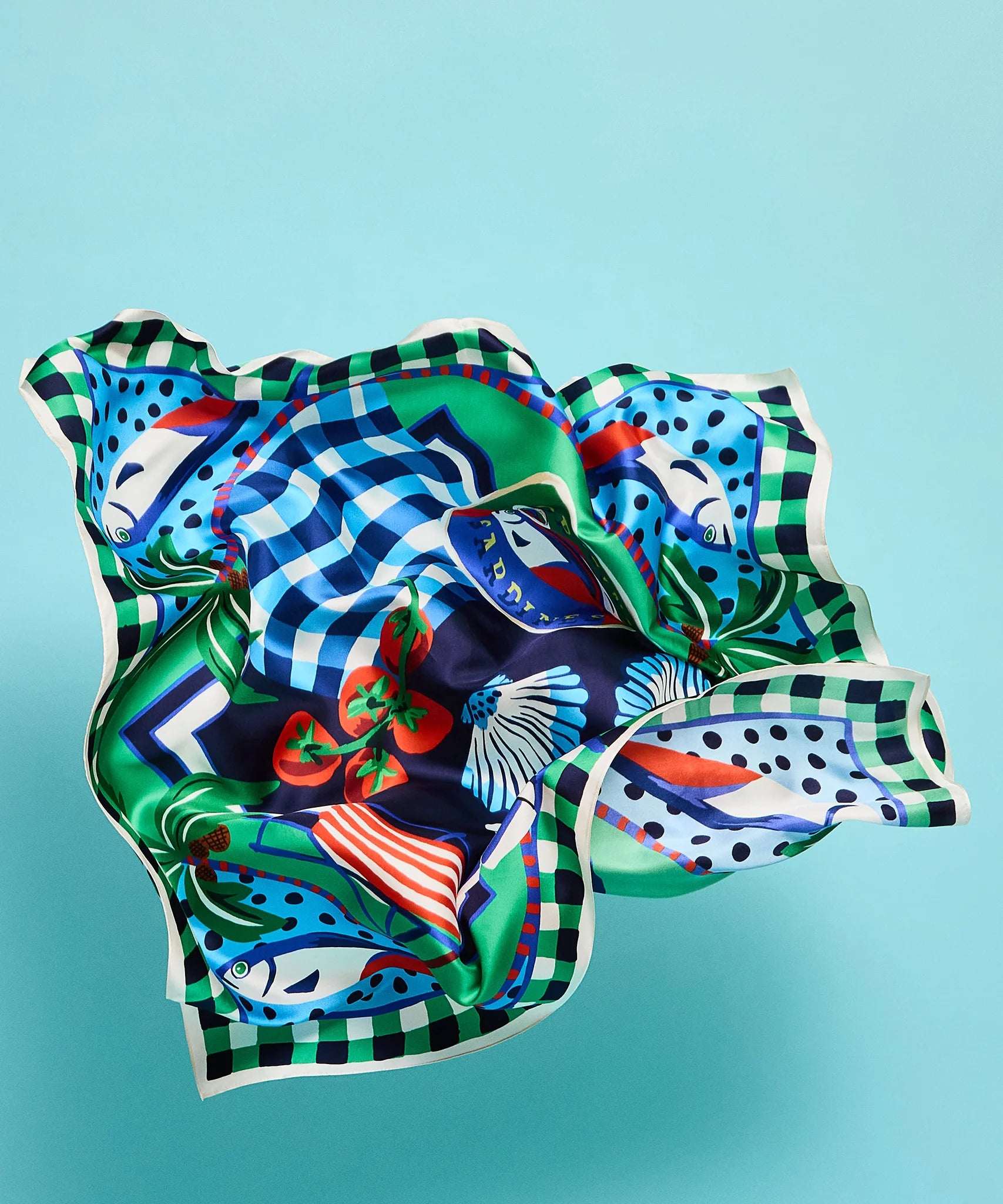 Beach Picnic 35" Silk Square Scarf - Ultramarine