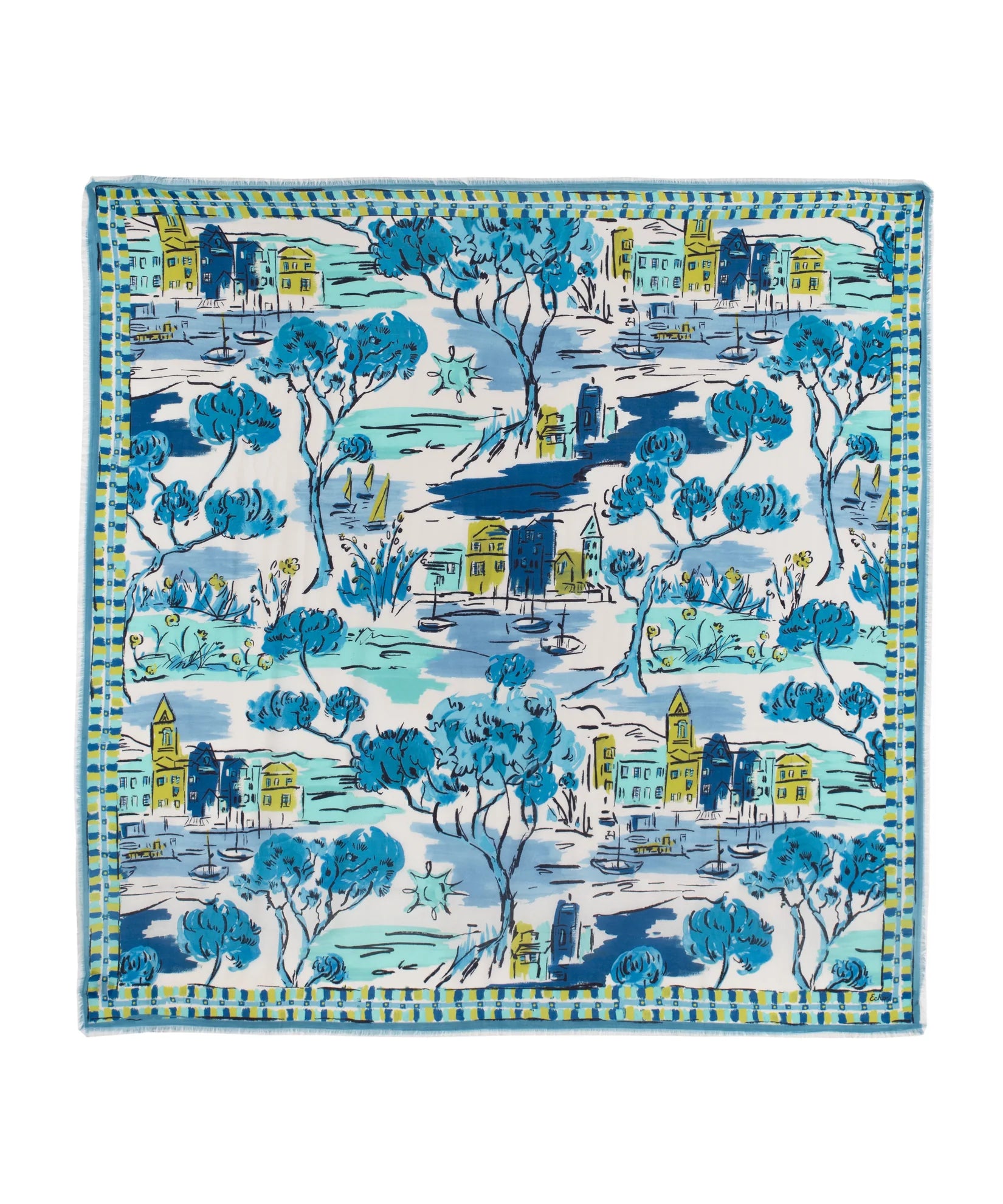 Riviera Oversized Square Scarf - Chambray