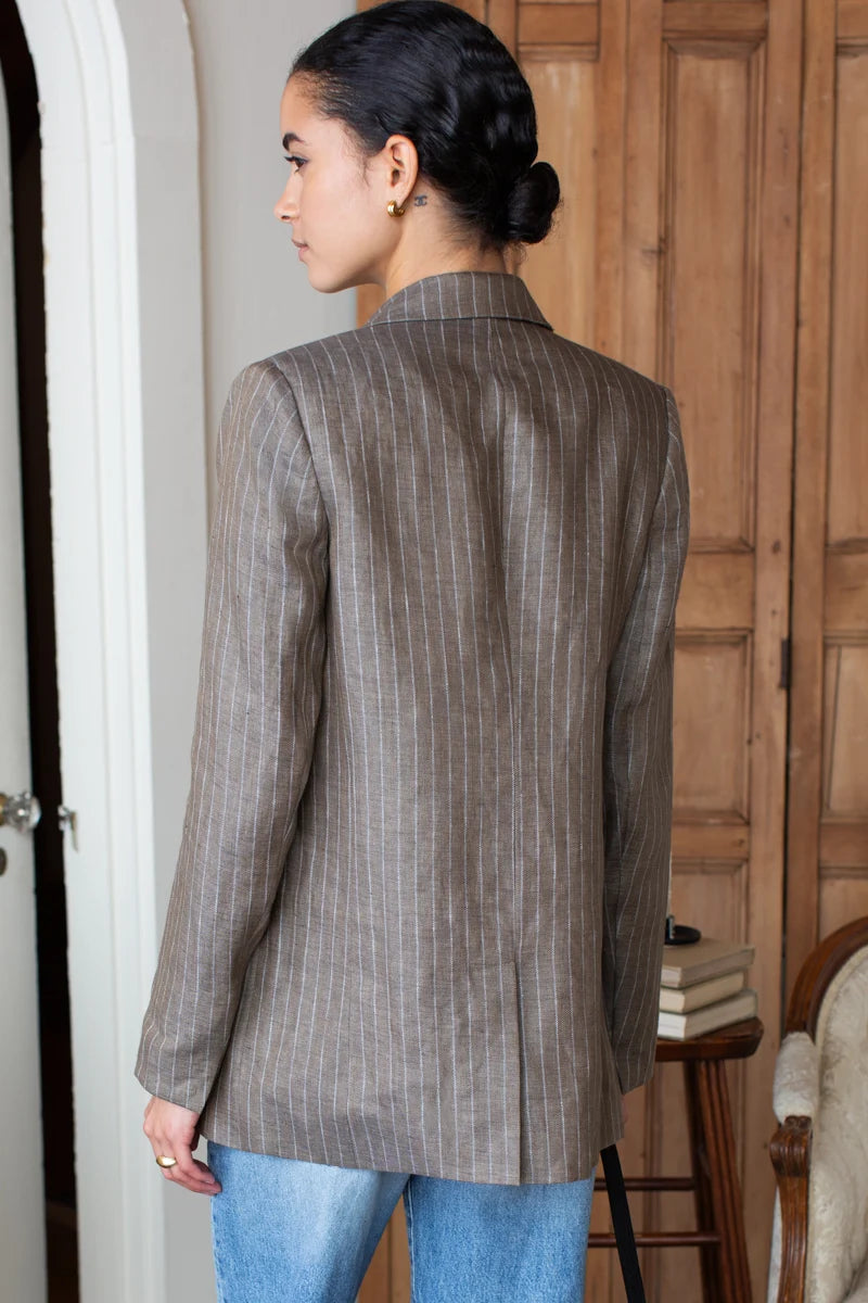 Longsleeve Lee Jacket - Chamoisee Pinstripe Linen