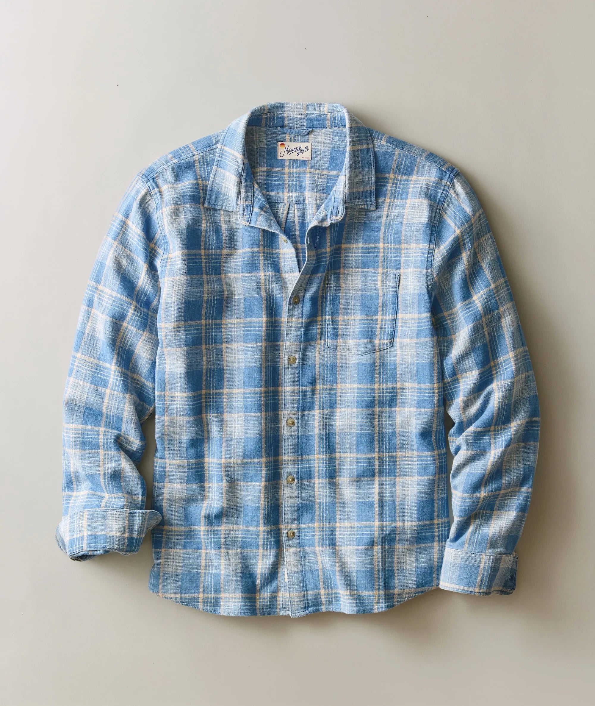 Classic Stretch Selvage Shirt - Blue Indigo Plaid