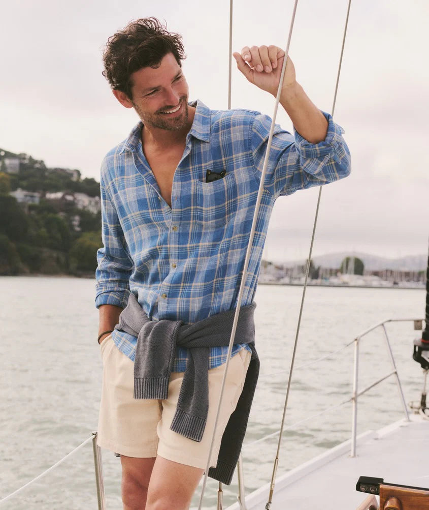 Classic Stretch Selvage Shirt - Blue Indigo Plaid