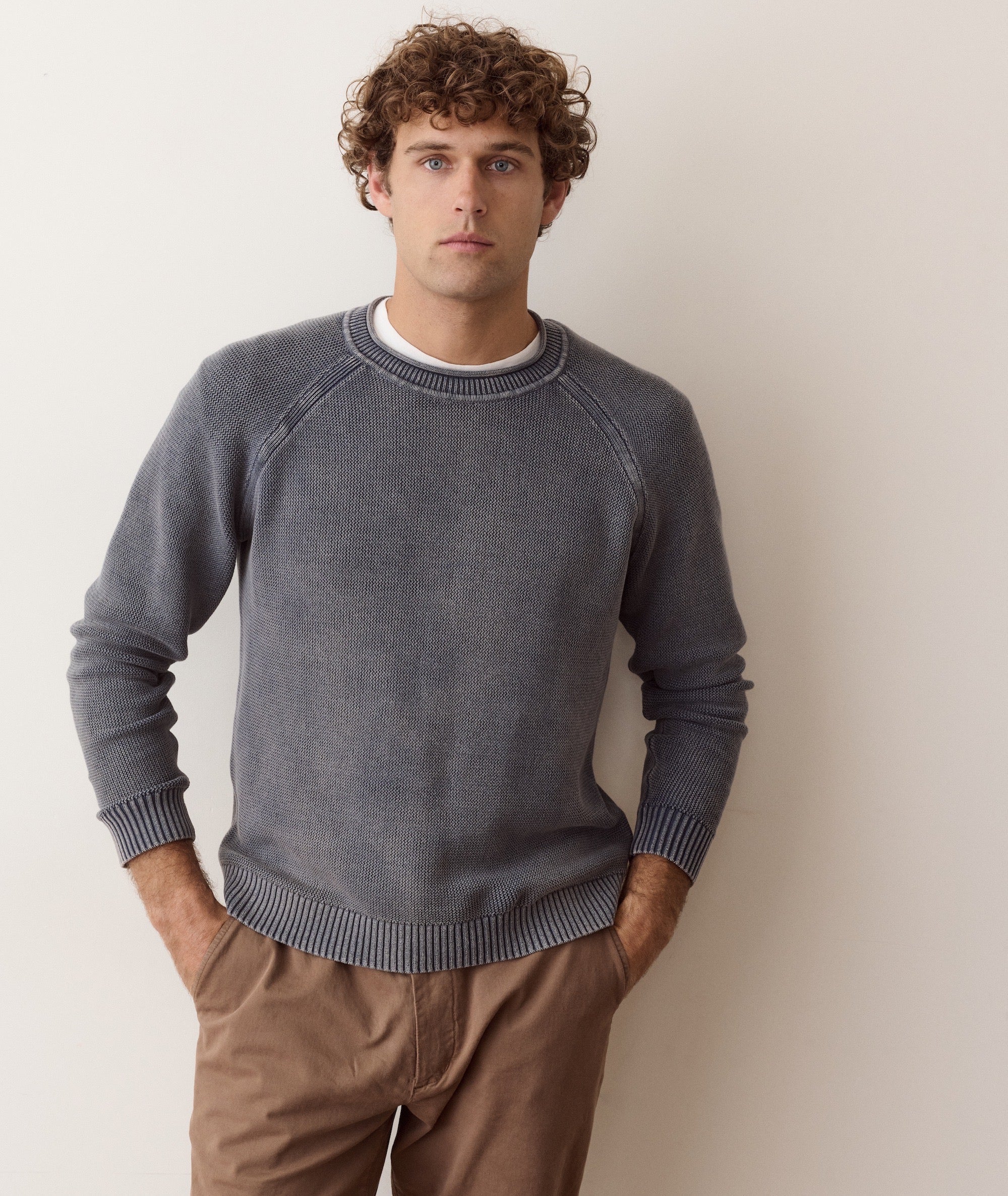 Garment Dye Roll Neck Sweater - Mood Indigo
