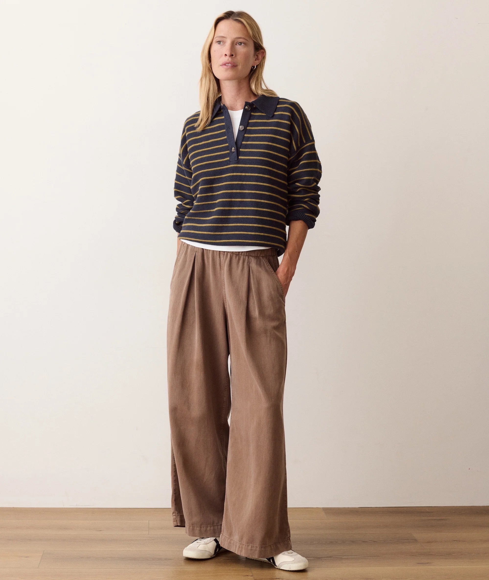 Allison Pleated Wide Leg Trouser - Java