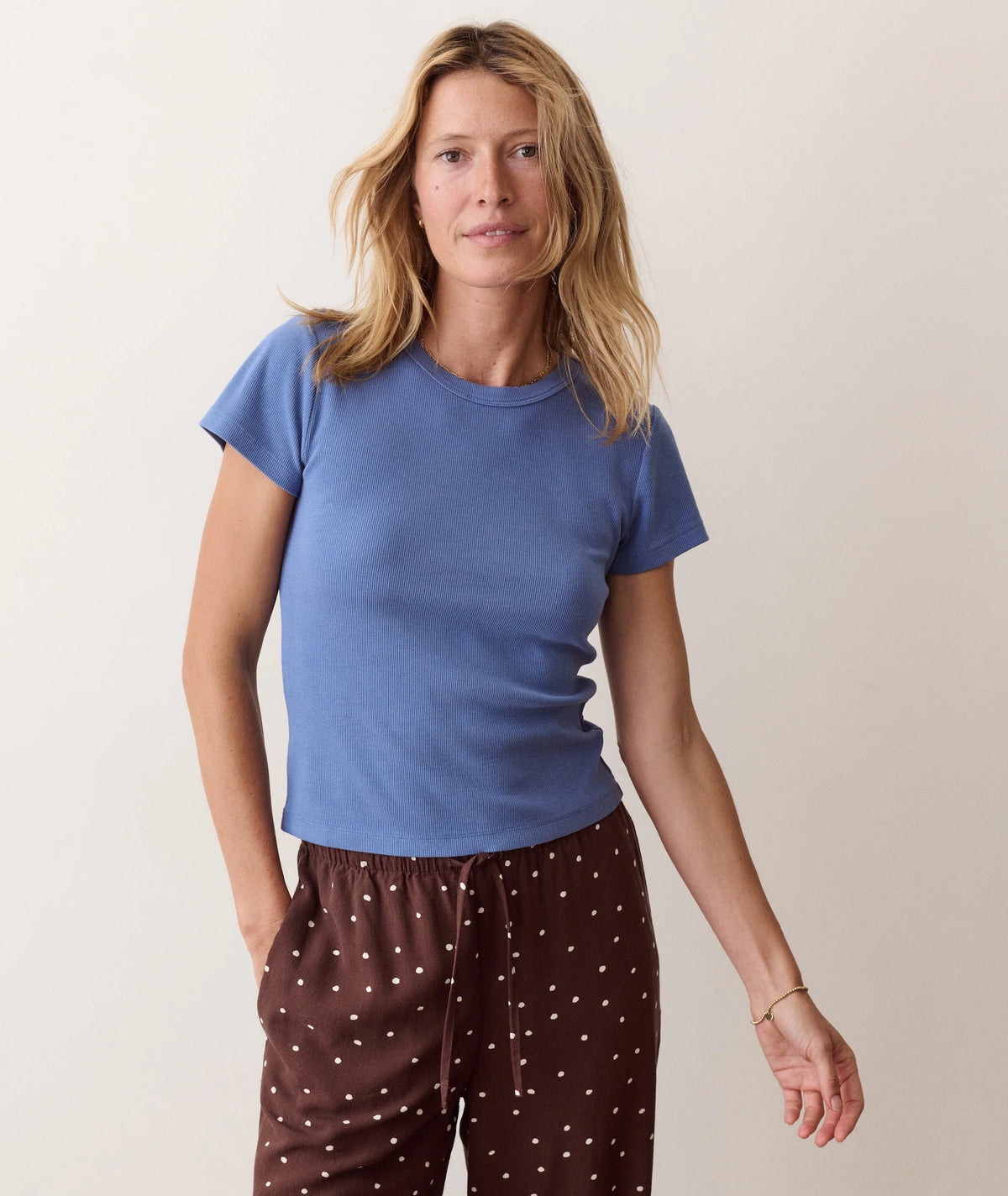 Lexi Rib Sun-In Crew Tee - Dutch Blue