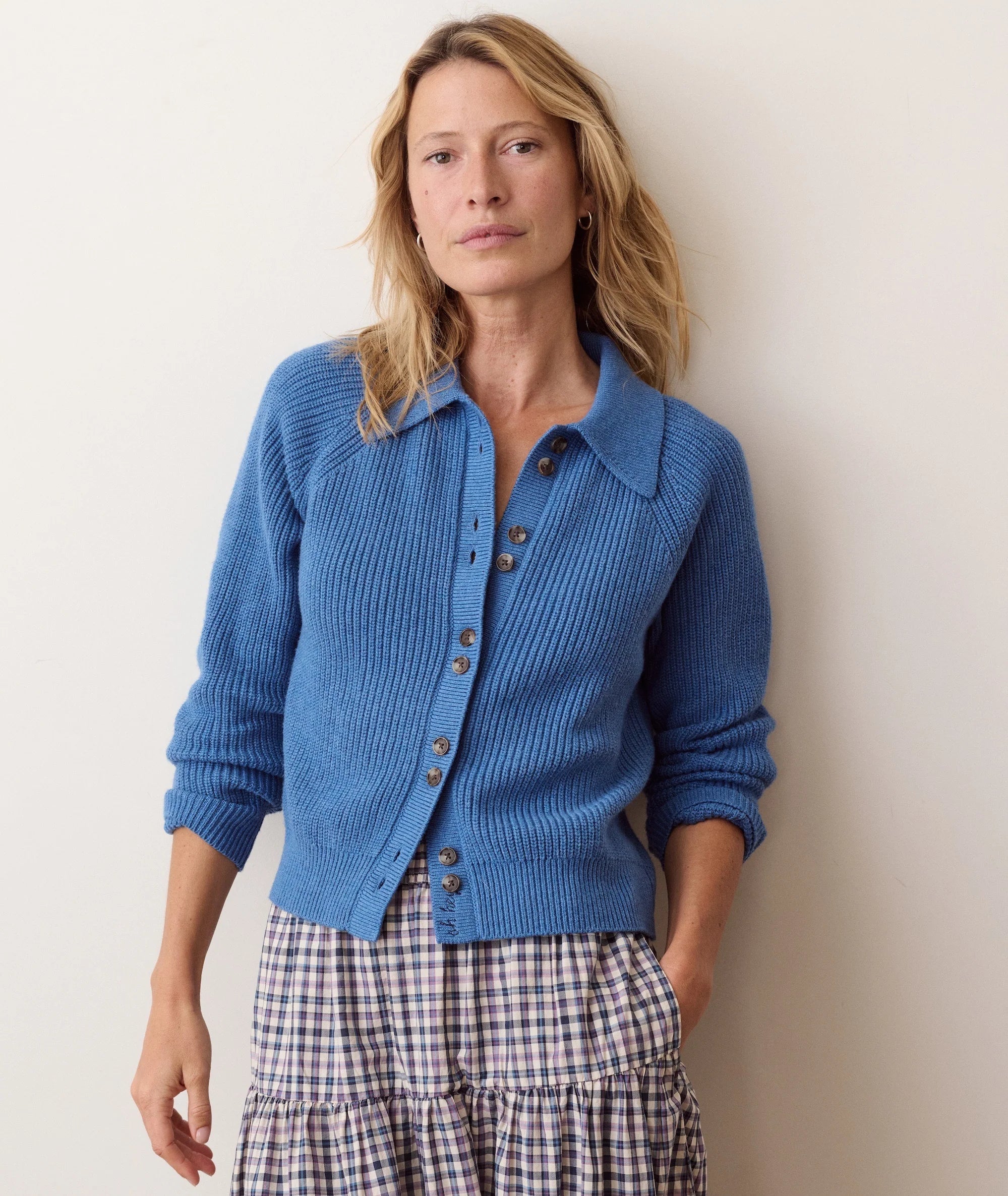 Parker Collared Cardigan - Coronet Blue