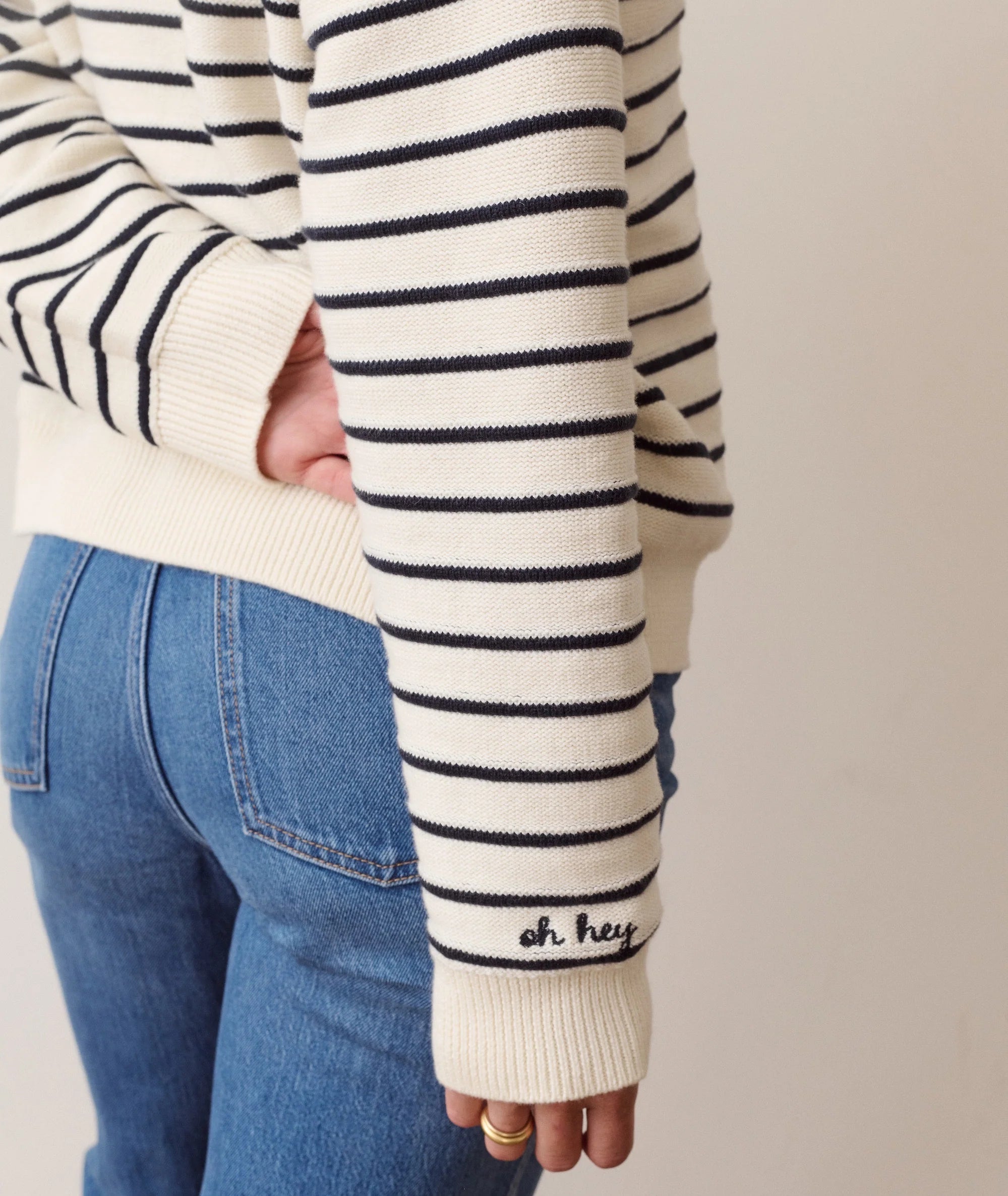 Valerie Polo Sweater - Cream & Twilight Stripe