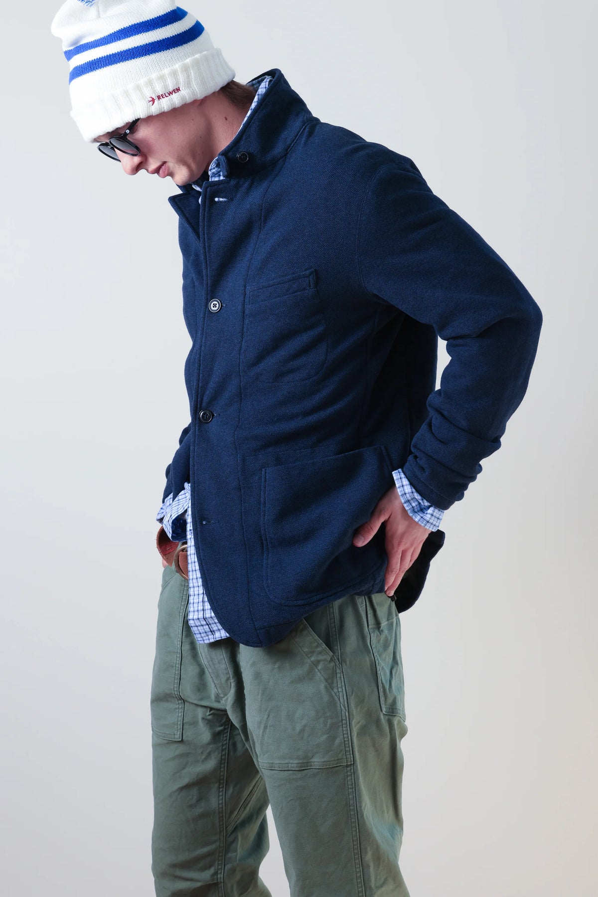 Pique Trap Blazer - Navy