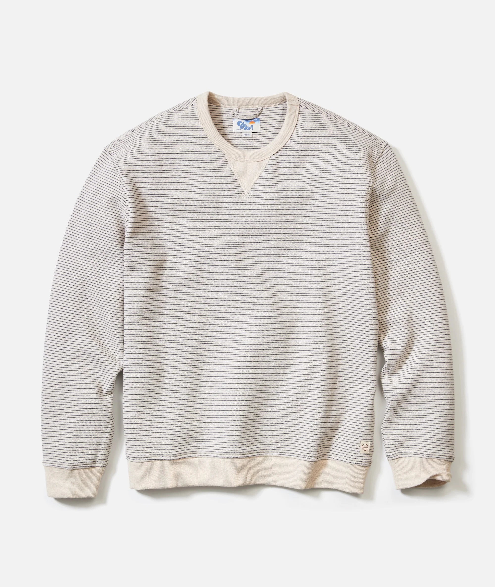 Cloud 9 Fleece Relaxed Crewneck - Driftwood Mini Stripe