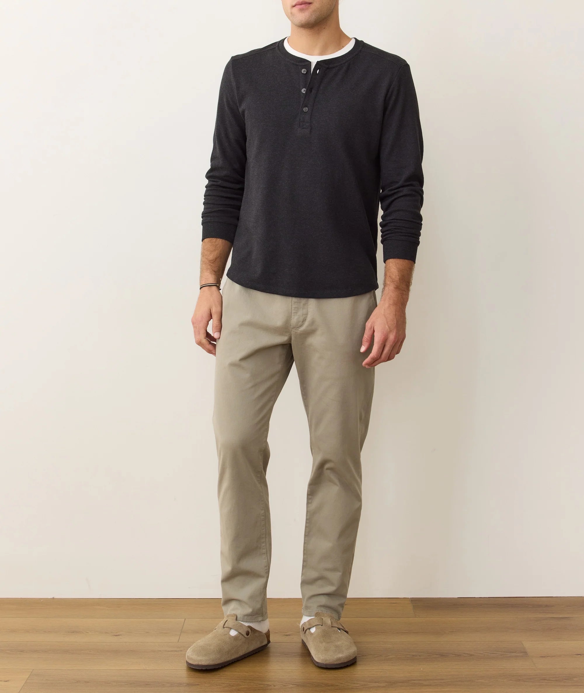 Pacifica Stretch Henley - Charcoal