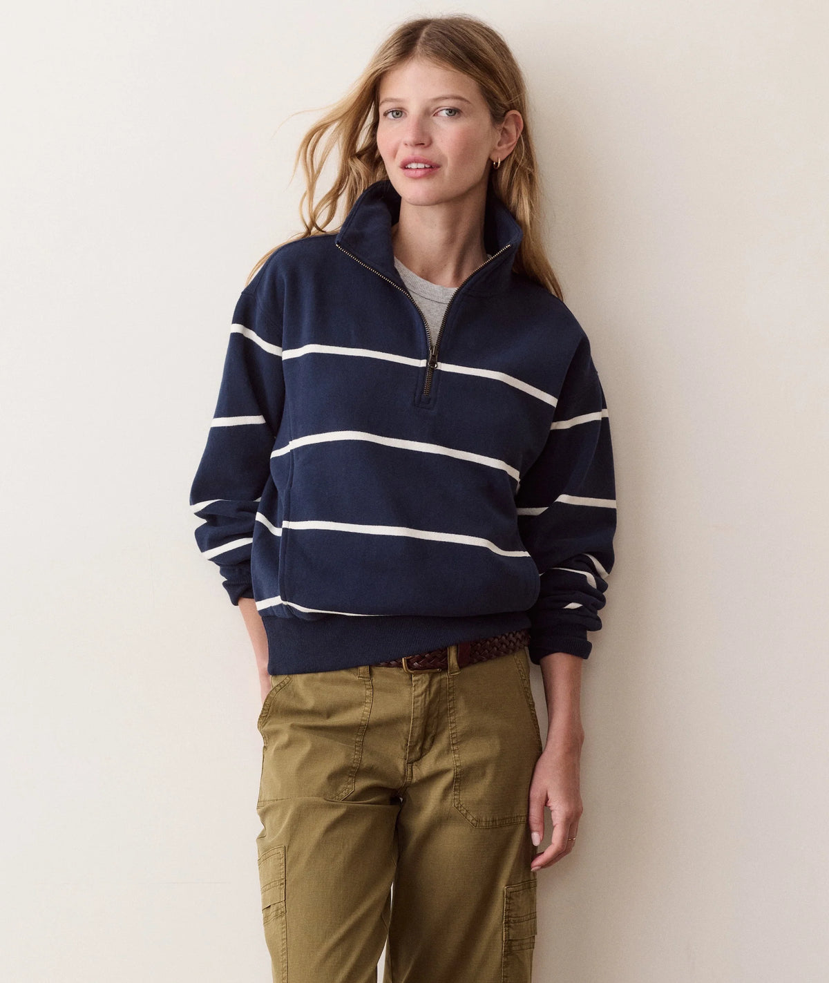 Cloud 9 Fleece Half Zip - Twilight & Cream Stripe