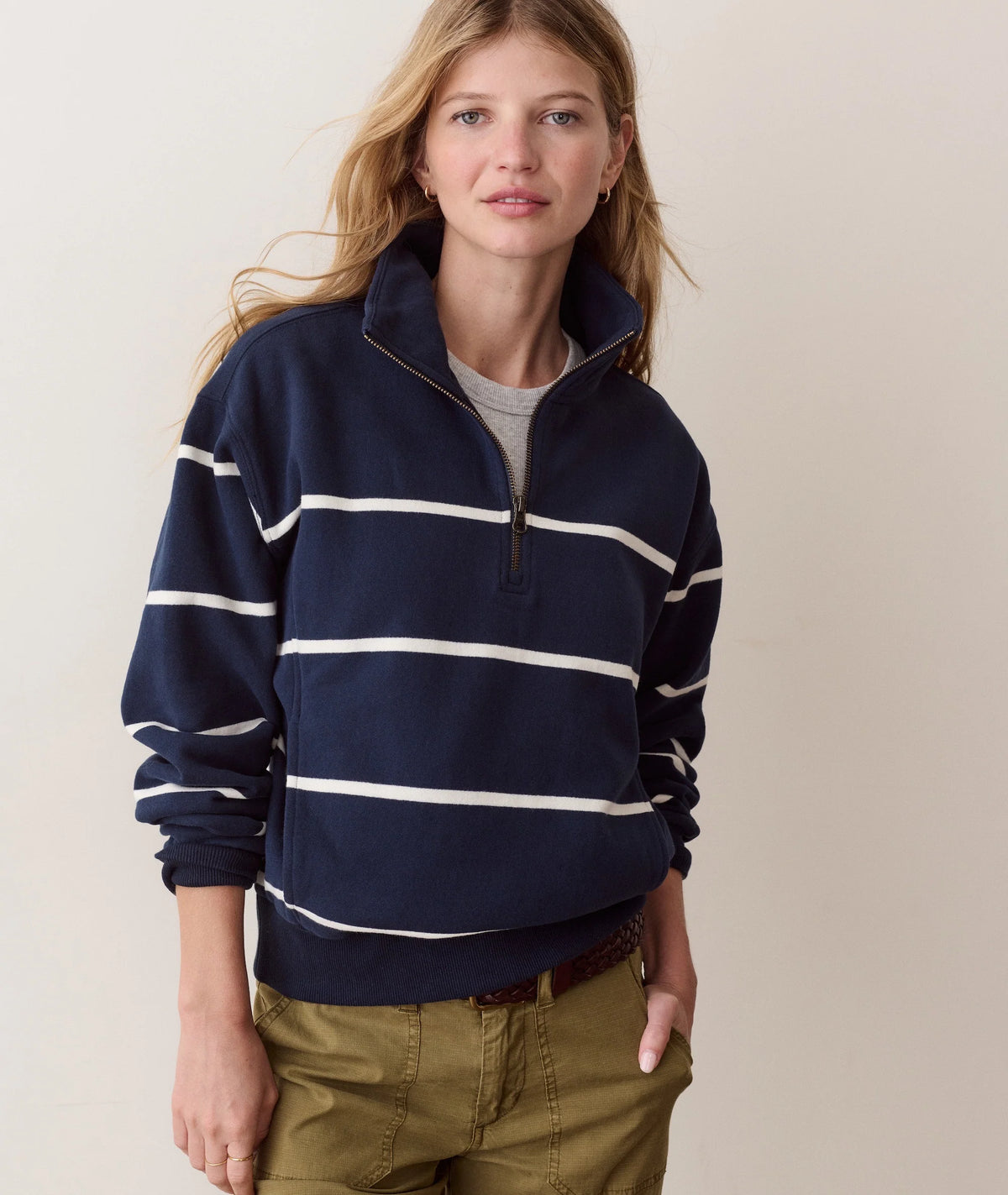Cloud 9 Fleece Half Zip - Twilight & Cream Stripe